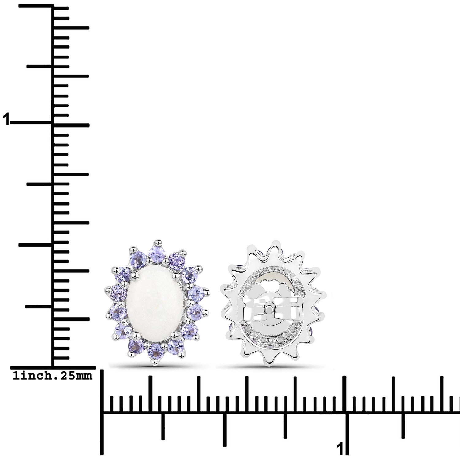 2.44 Carat Genuine Opal and Tanzanite .925 Sterling Silver Earrings DestGlow