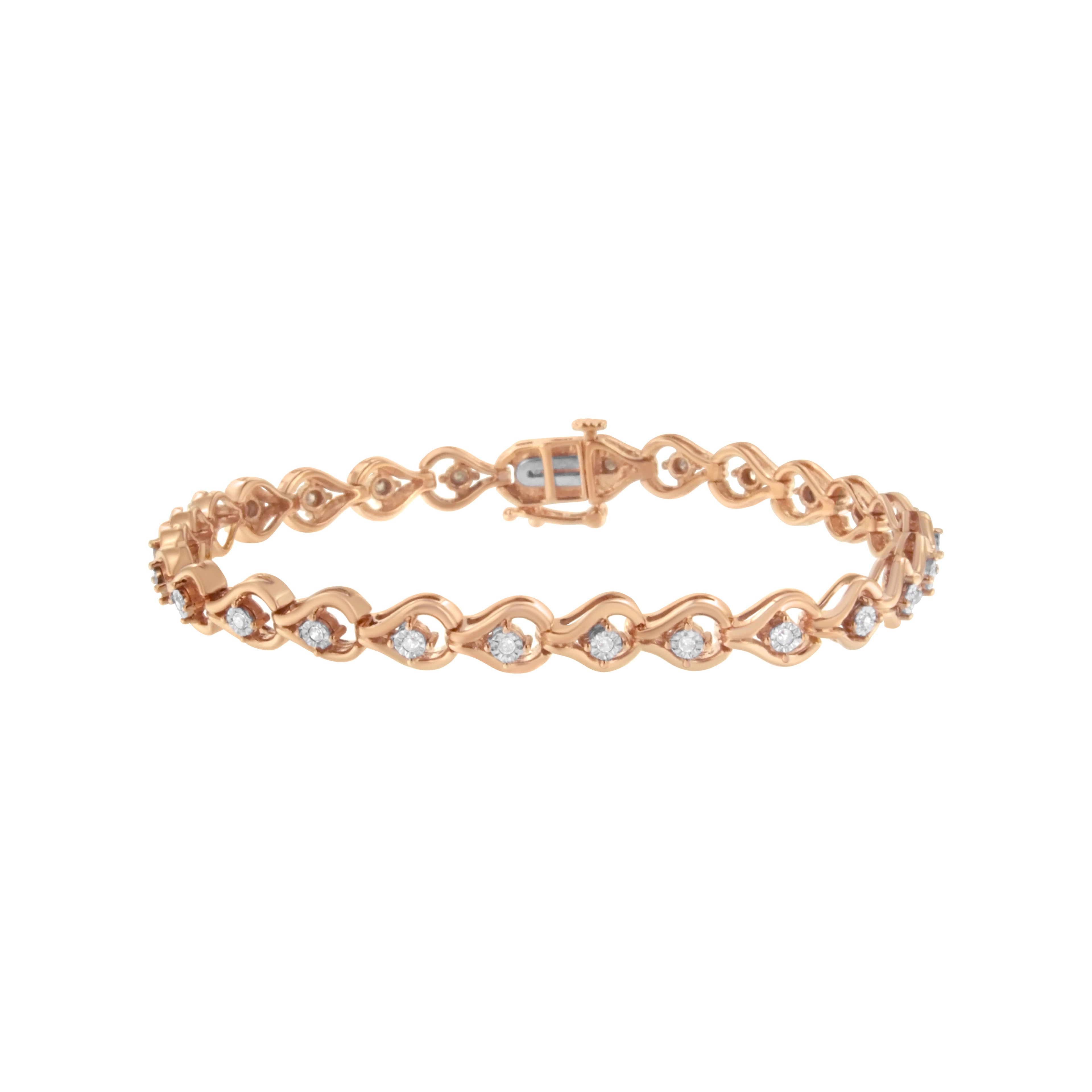 .925 Sterling Silver 1/4 Cttw Diamond Miracle-Set Teardrop Shaped 7†Link Bracelet (I-J Color, I3 Clarity) by Bids.com
