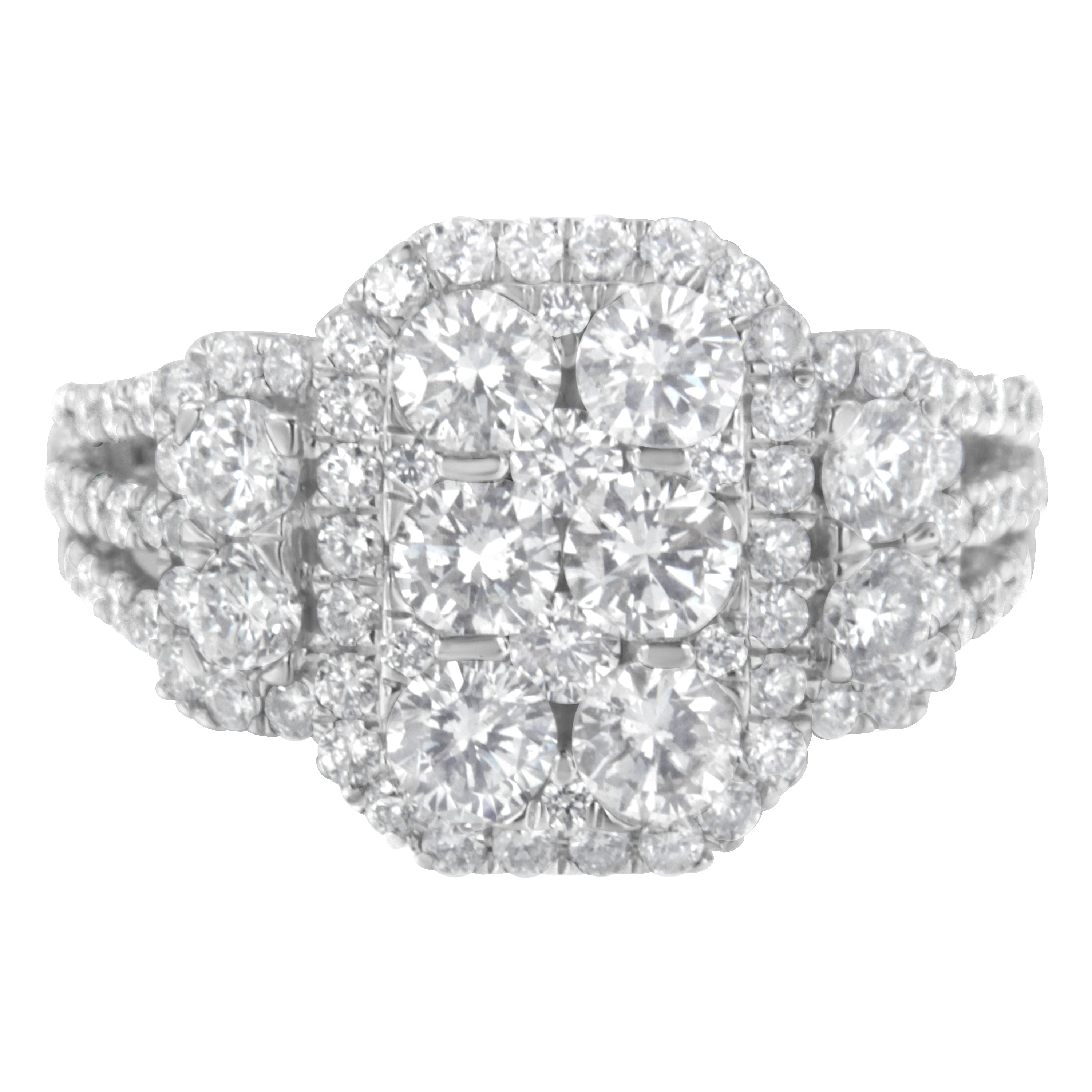 14K White Gold 2 1/4 Cttw Diamond Cocktail Cluster Ring (G-H Color, SI2-I1 Clarity) - Size 7 by Bids.com