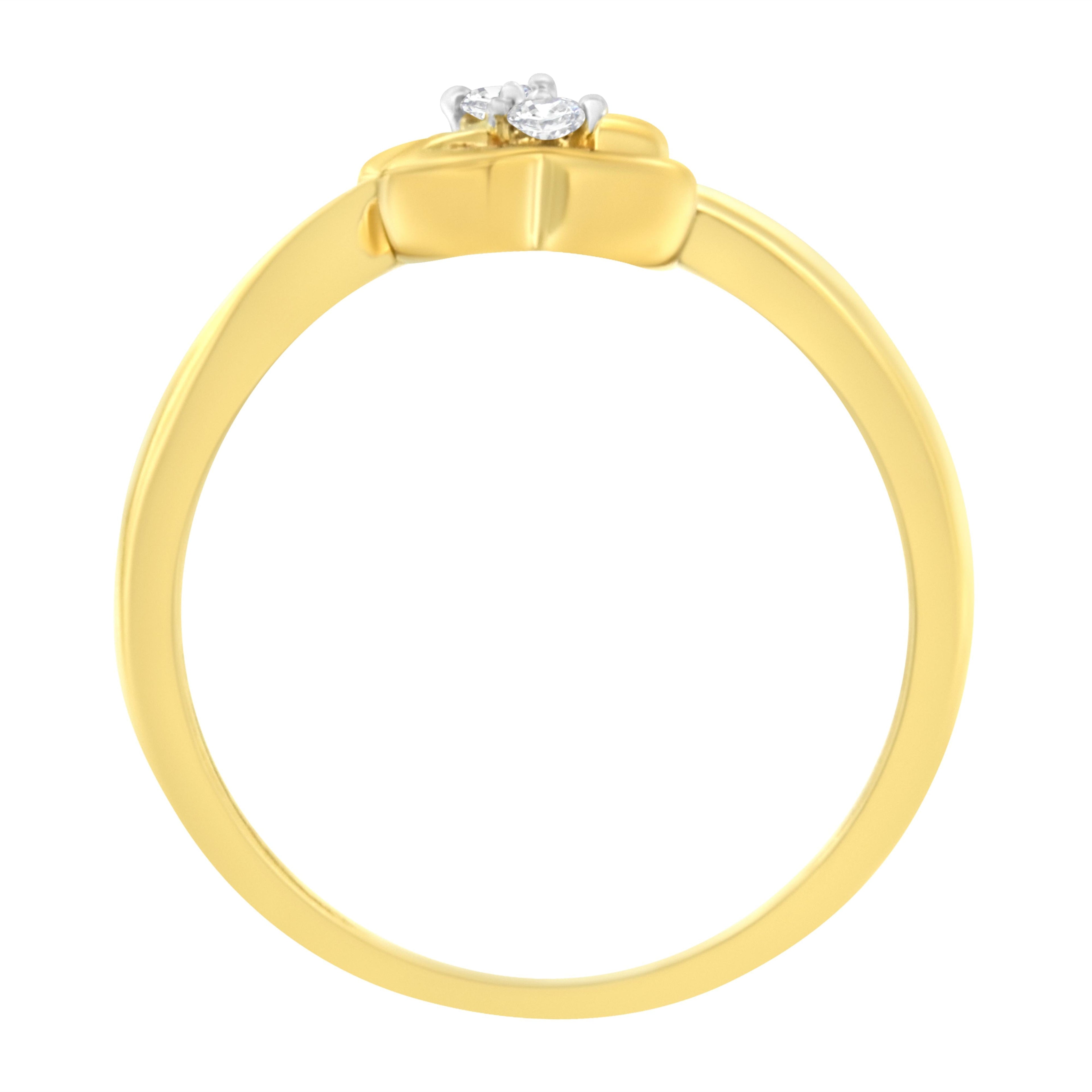 14KT Yellow Gold 1/20 ctw. Dual Heart Diamond Ring (K-L, I1-I2) - Size 7 by Bids.com