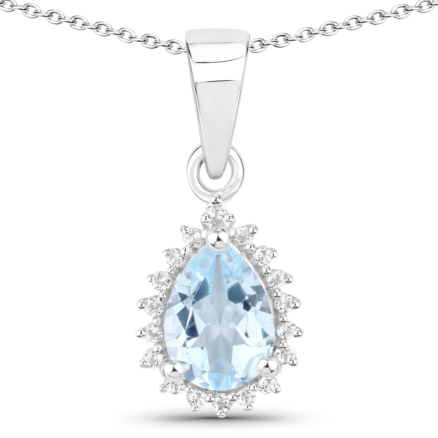 2.00 Carat Genuine Blue Topaz and White Topaz .925 Sterling Silver Jewelry Set by Bids.com
