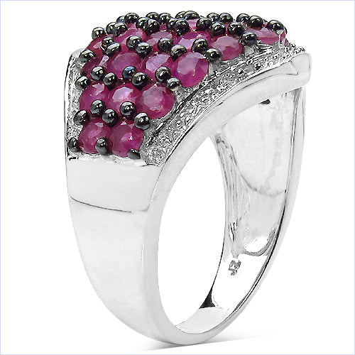 2.76 Carat Genuine Ruby & White Topaz .925 Sterling Silver Ring by Bids.com