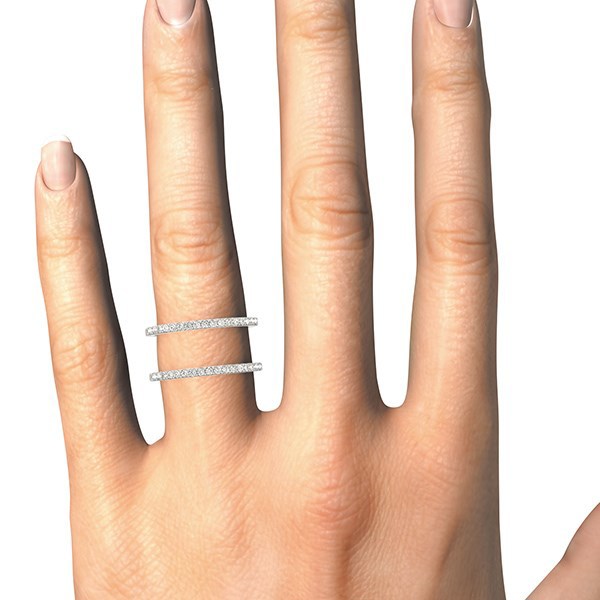 14k White Gold Dual Band Design Ring with Diamonds (1/3 cttw) by Bids.com