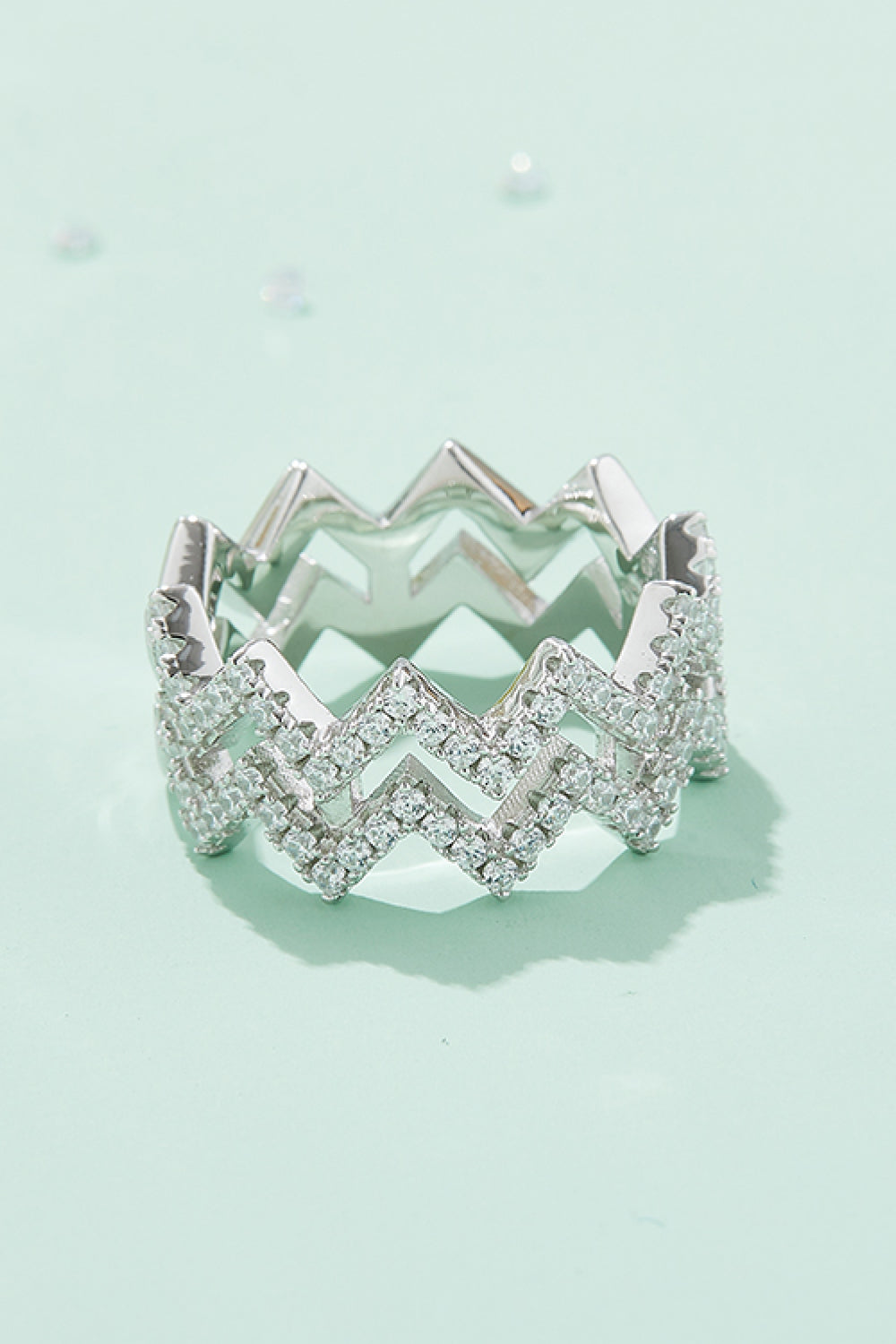Adored Sparkala™ Zigzag Stacking Rings (Platinum Over Pure Sterling Silver) - DestGlow