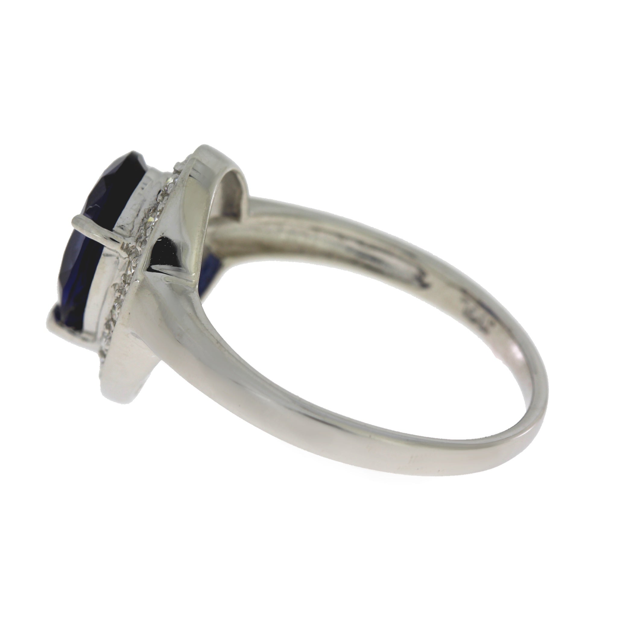 Created Sapphire Moissanite Ring Sterling Silver by Bids.com