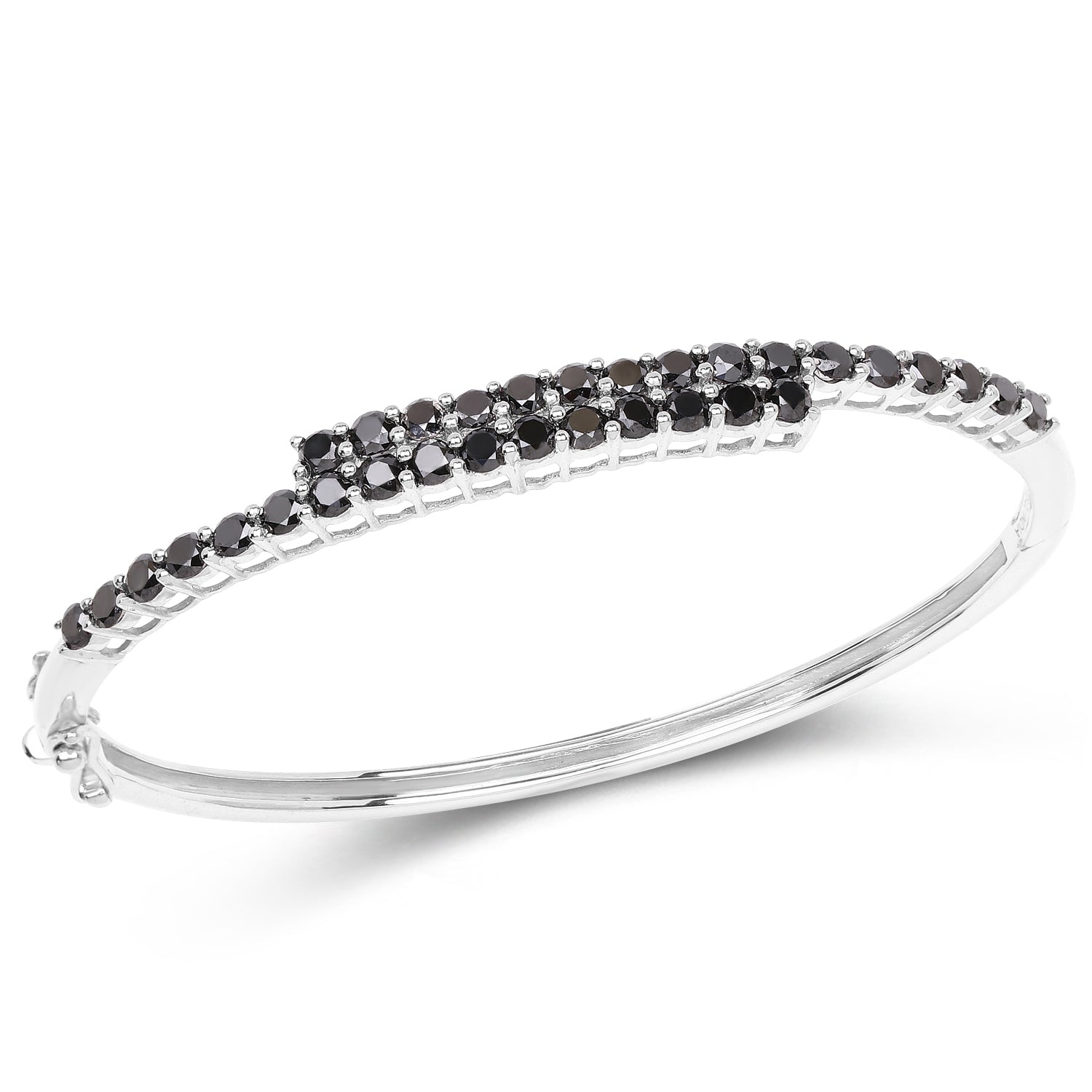 4.00 Carat Genuine Black Diamond .925 Sterling Silver Bangle by Bids.com