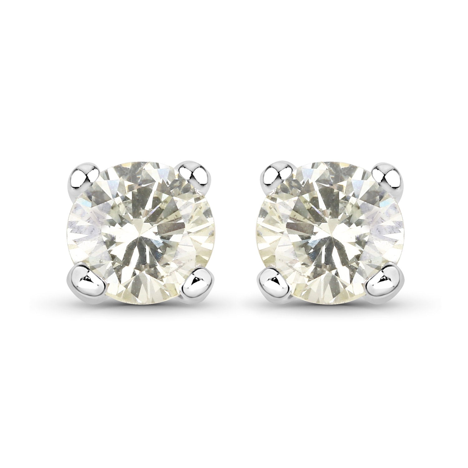 0.71 Carat Genuine White Diamond 14K White Gold Earrings by Bids.com