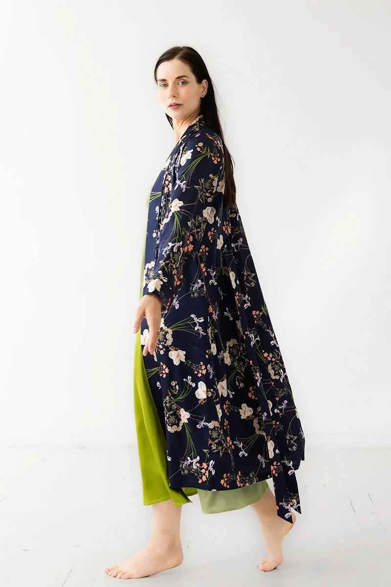 Silk Floral Design Robe - accessories