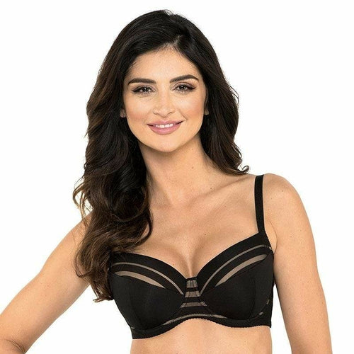 Gorteks Luna Full Figure Padded Striped Bra - Plus Size Underwire Support Bra