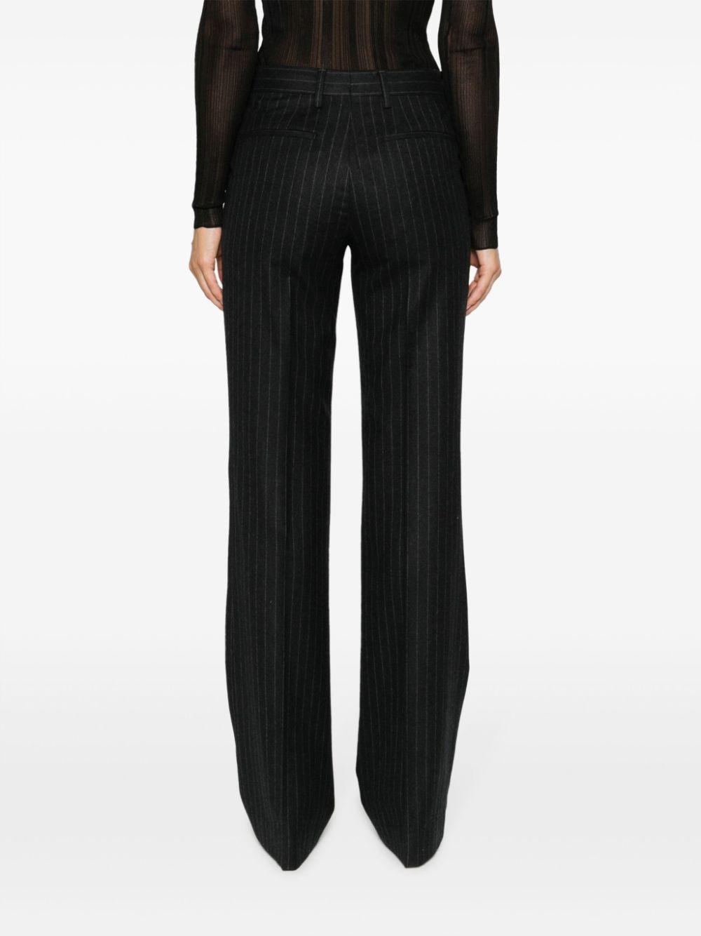 Dries Van Noten Women Pinstripped Wool Trousers by Luosophy