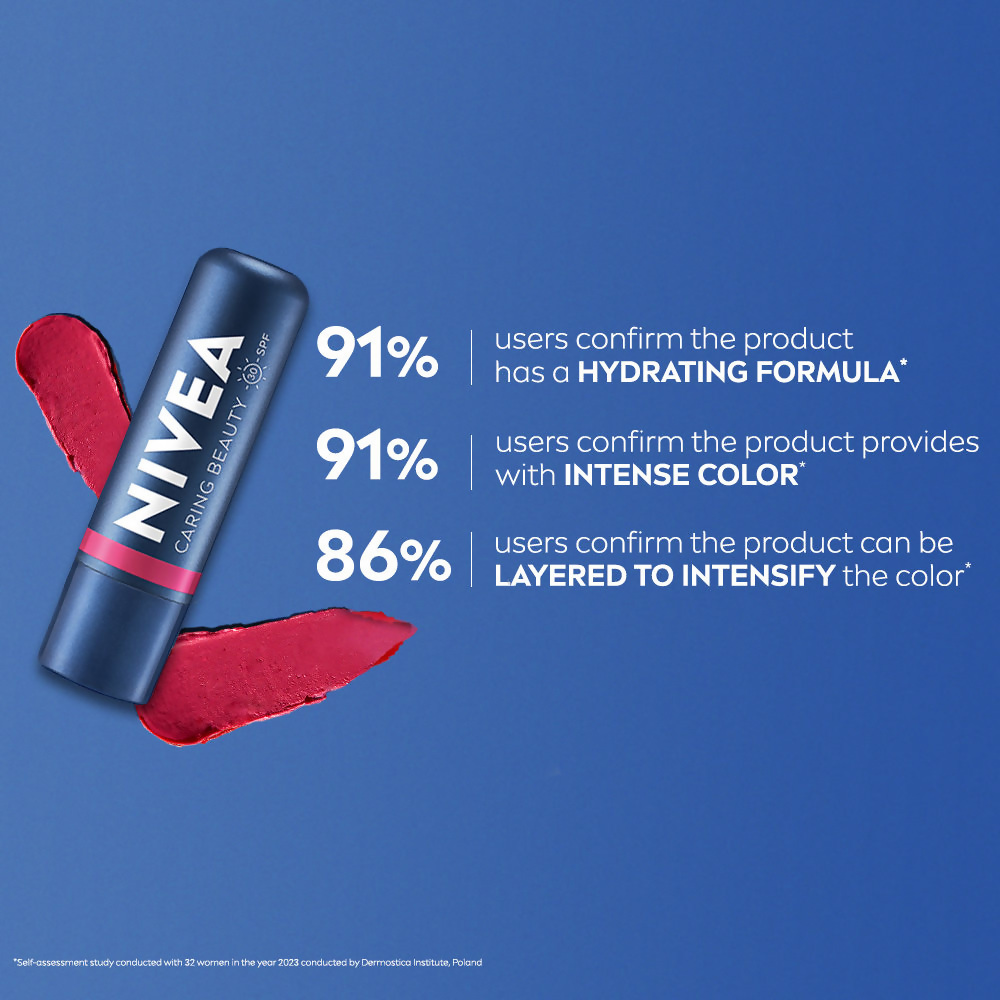 Nivea Lip Caring Beauty Red Lip Balm With SPF 30 - Pink