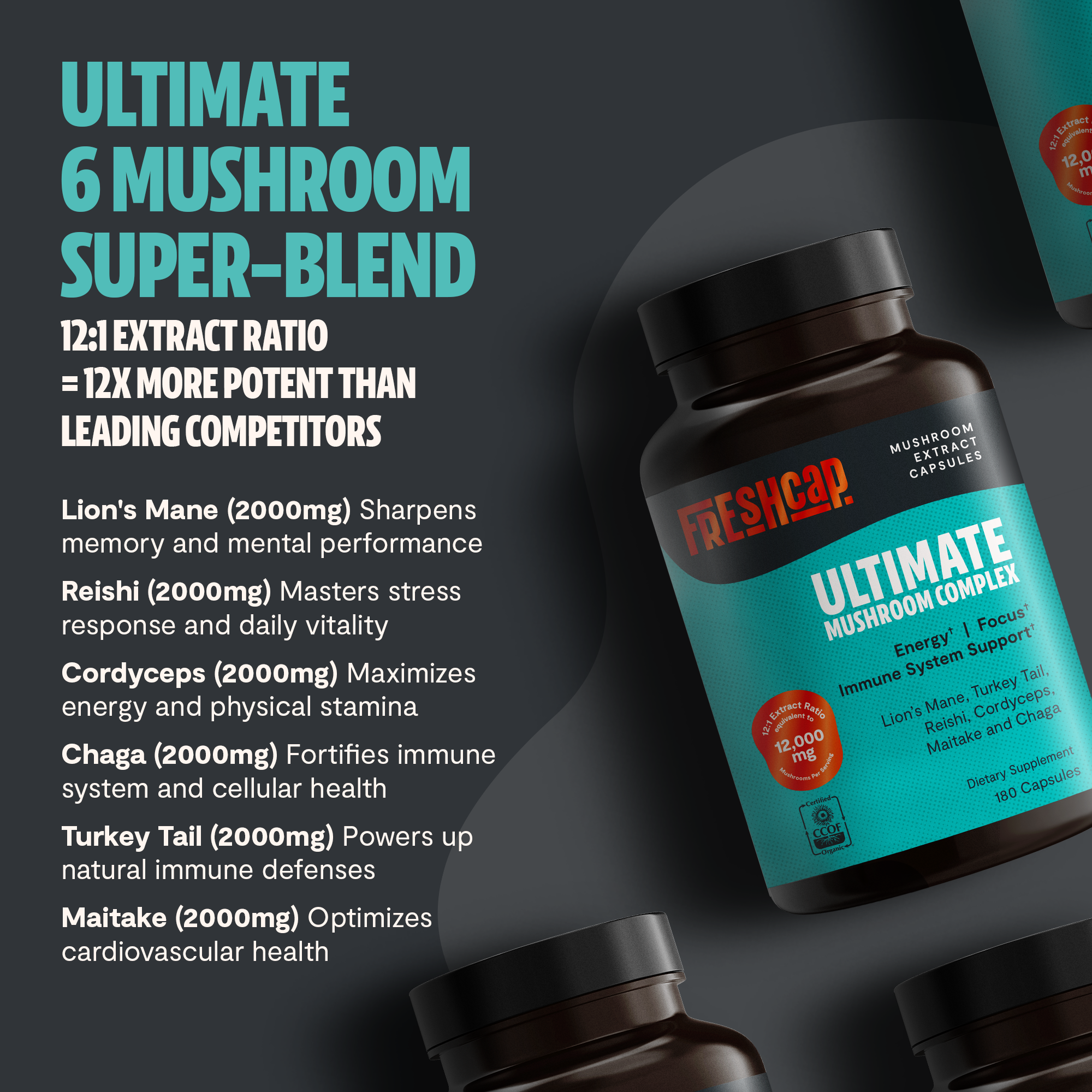 Ultimate Mushroom Complex Capsules by FreshCap Mushrooms