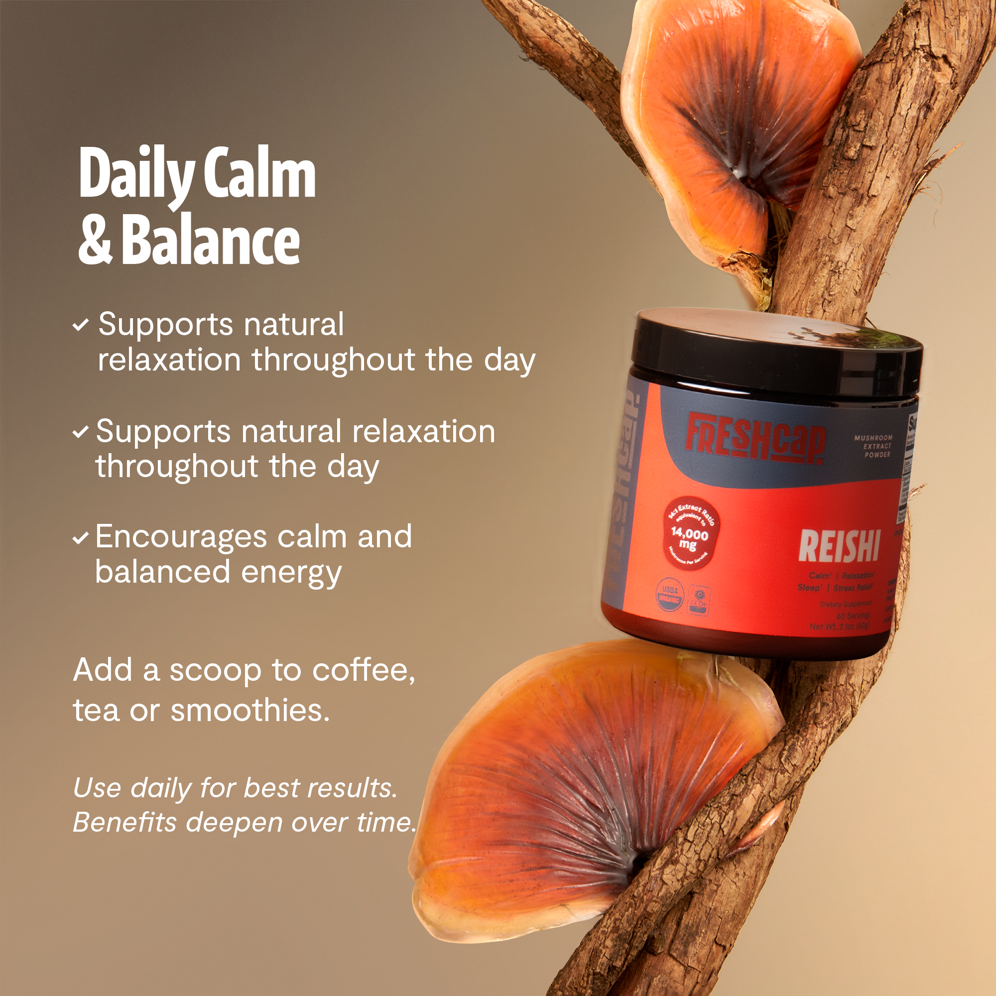 Reishi Mushroom Extract Powder by FreshCap Mushrooms