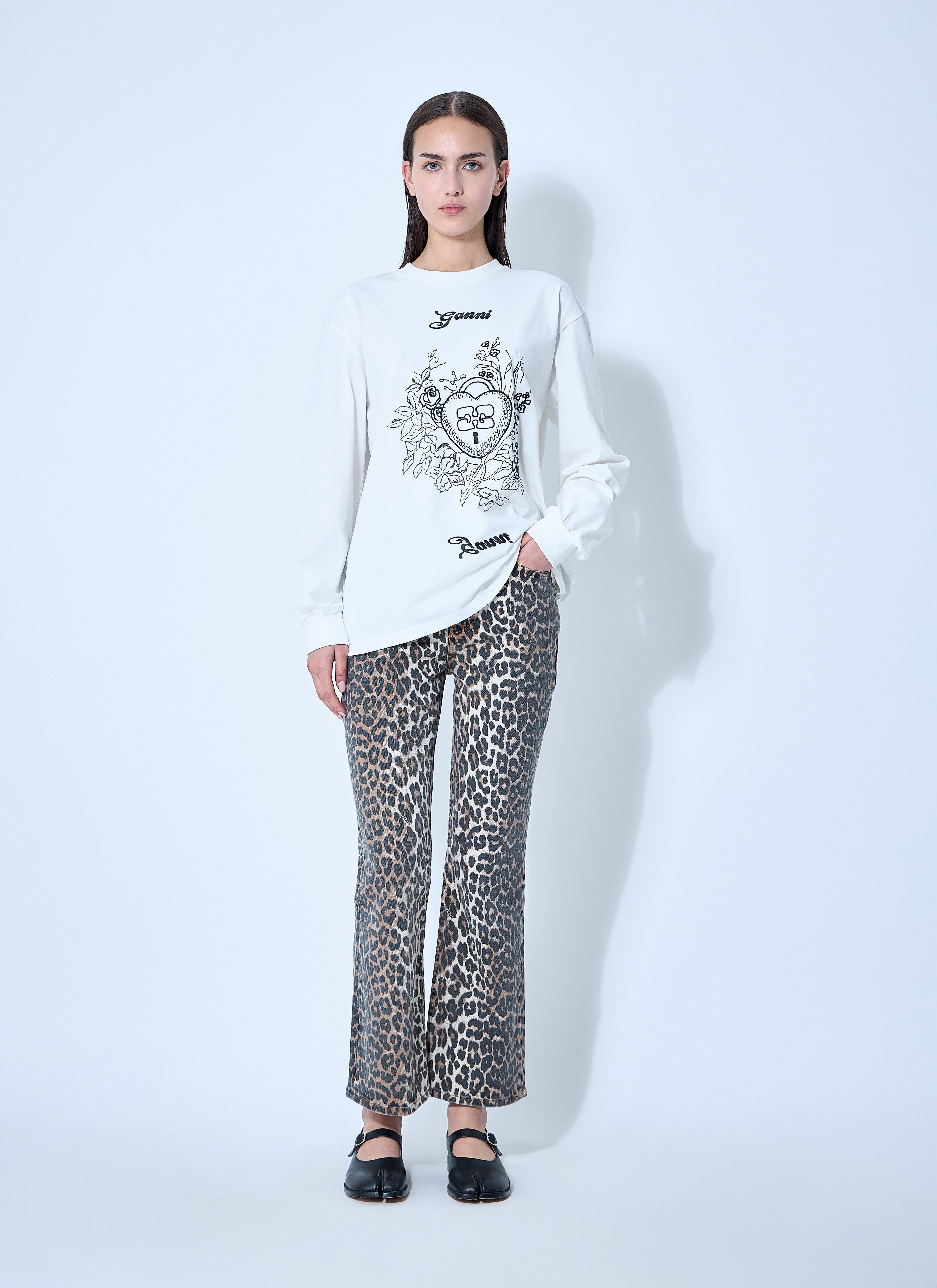 Ganni Women Betzy Leopard Print Jeans by Luosophy