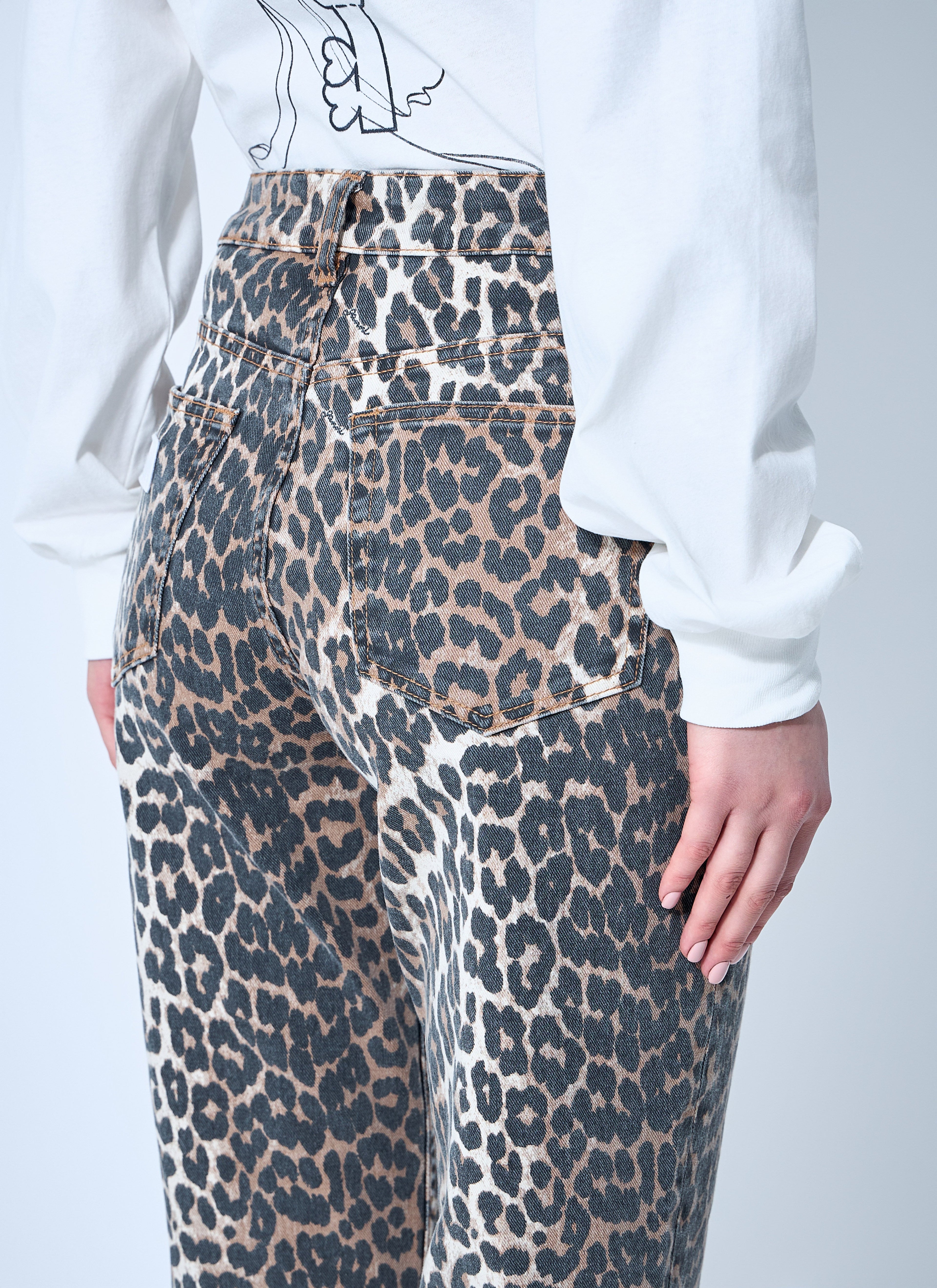Ganni Women Betzy Leopard Print Jeans by Luosophy