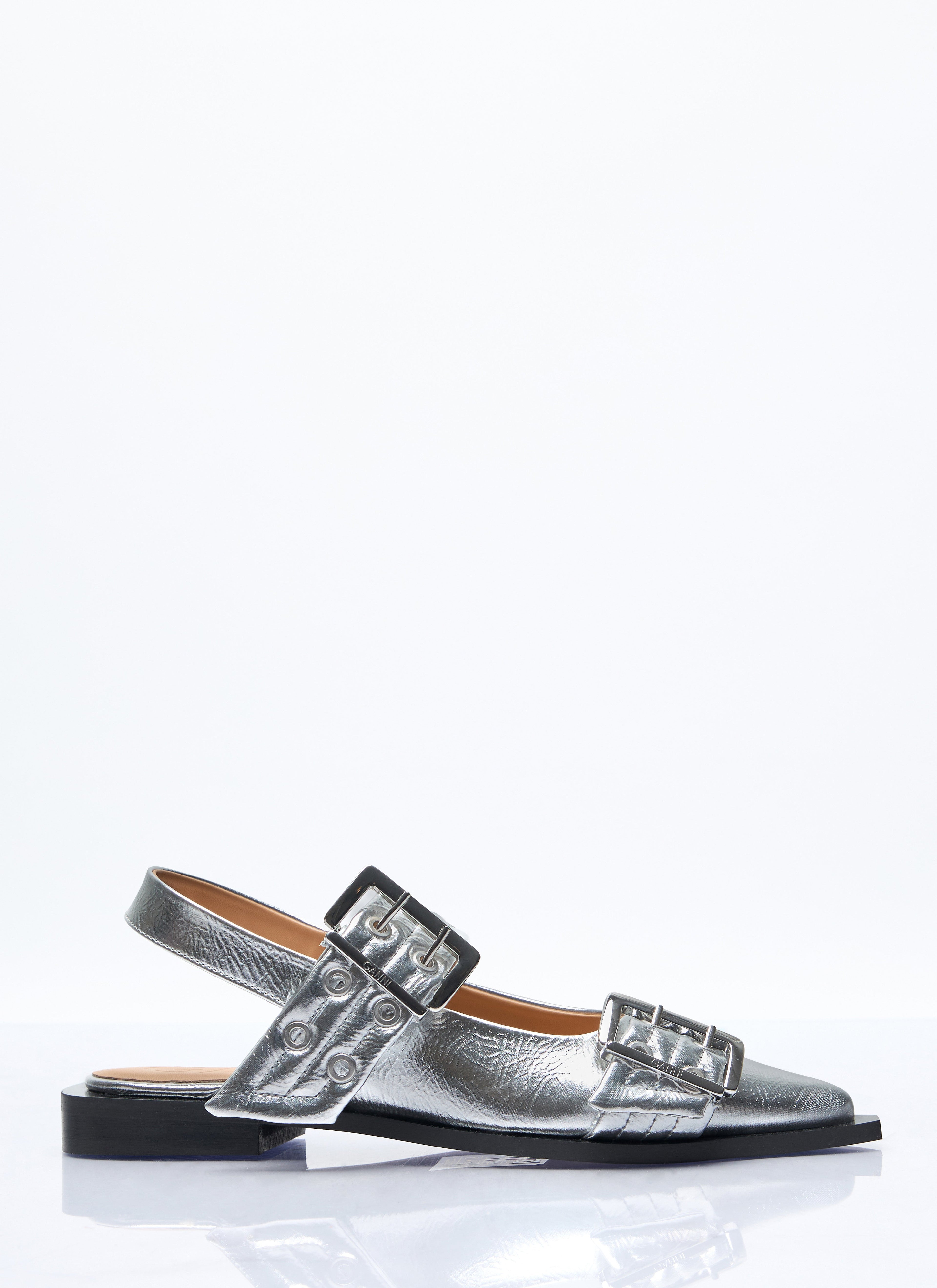 Ganni Women Feminine Buckle Ballerina Flats by Luosophy