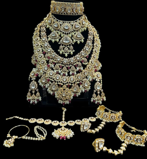 Alloy Gold-Plated Multicolor Jewel Set - Necklace & Earrings Set