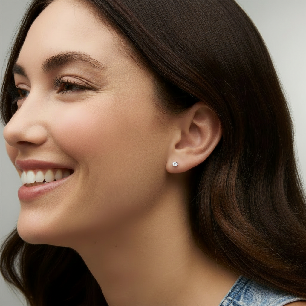 Moissanite Stud Earrings 925 Sterling Silver Screw Back