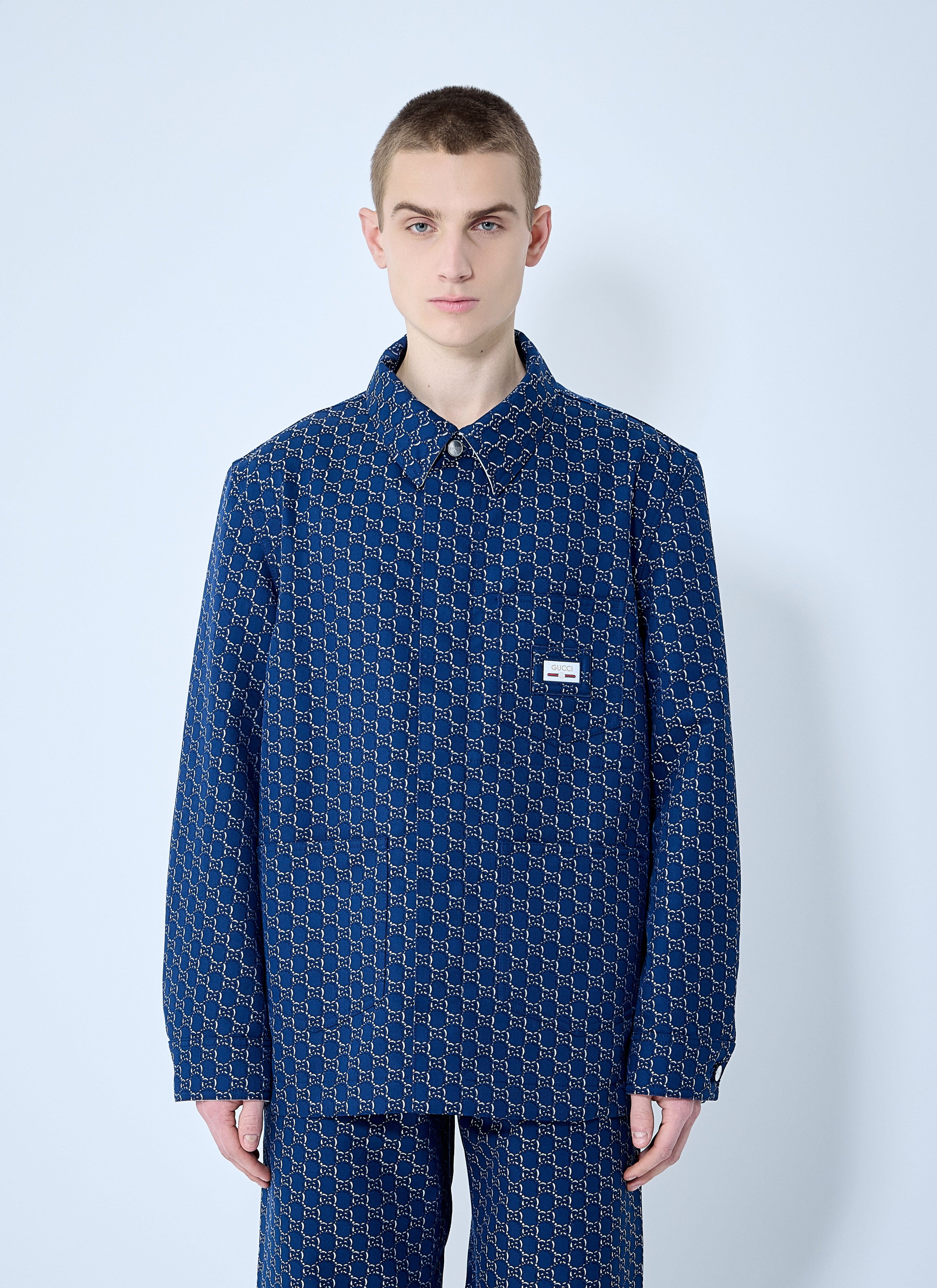 Gucci Men Cotton Jacquard Jacket With Gg Shadow by Luosophy