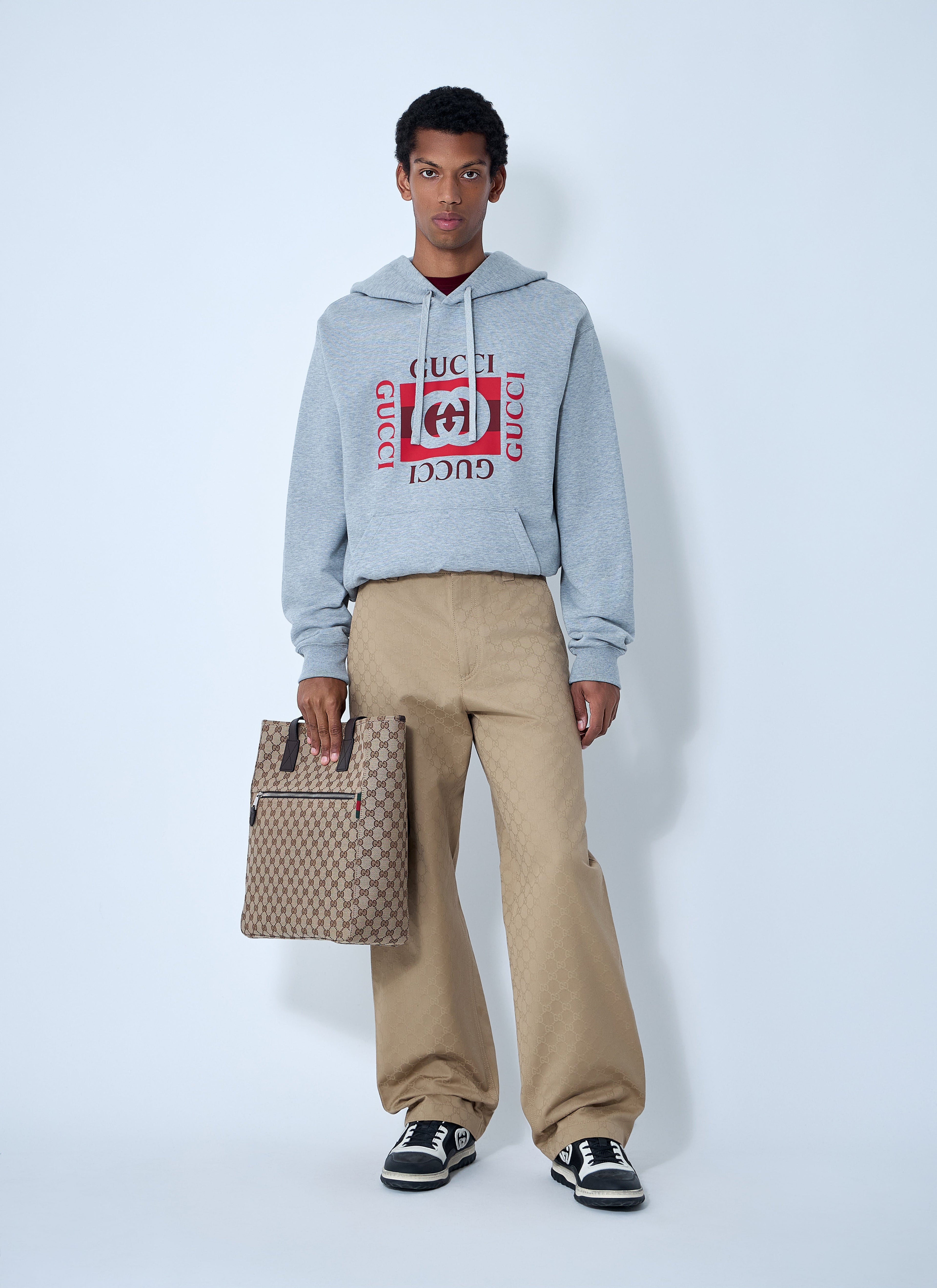 Gucci Men Logo Motif Hooded Sweatshirt by Luosophy
