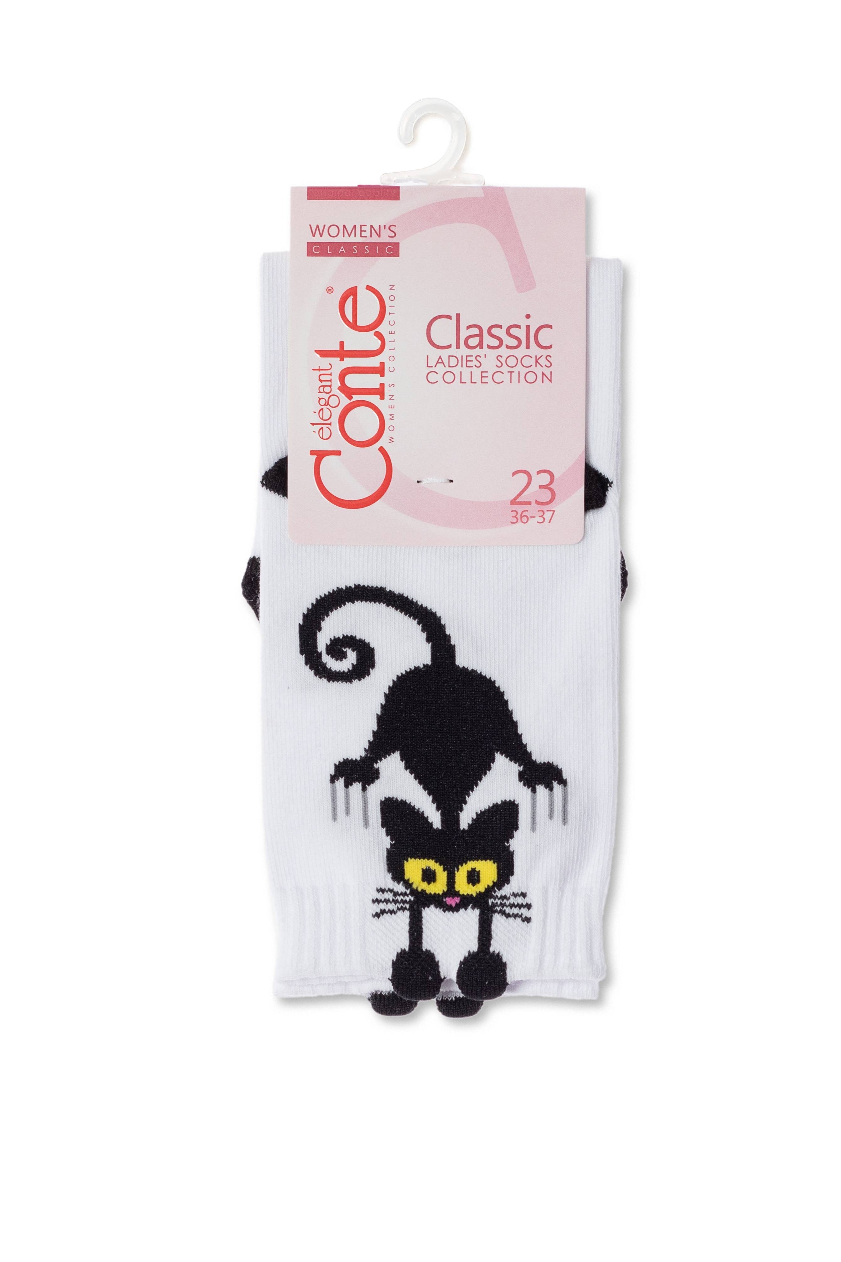 Cotton Socks Conte Classic 233 - Picot "Black cat" - DestGlow