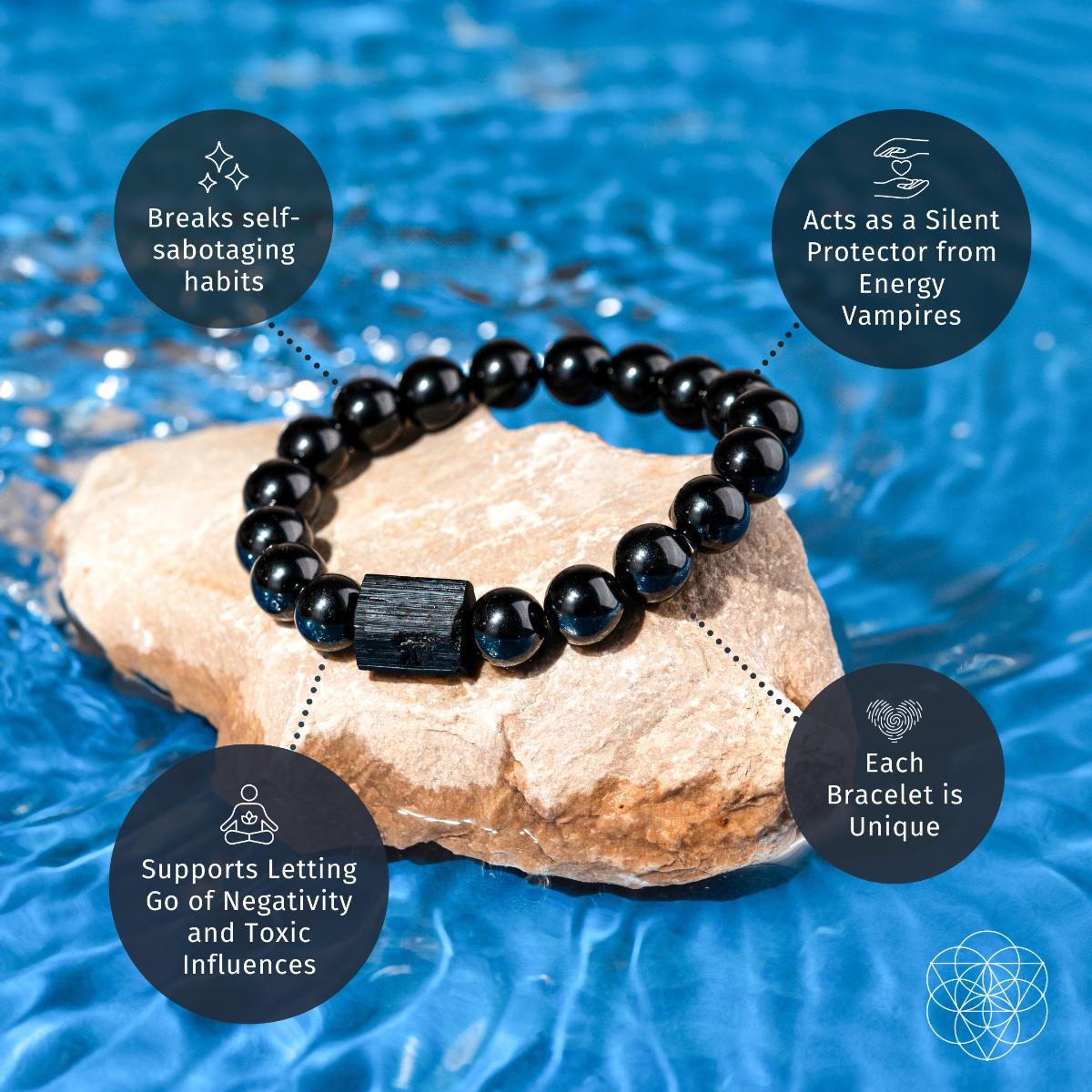 Habit Breaker - Black Obsidian & Tourmaline Bracelet - DestGlow