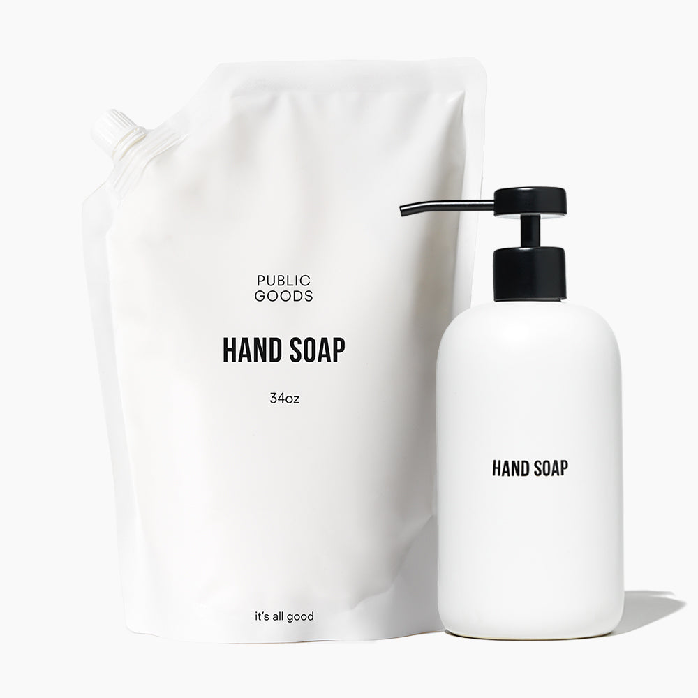 Stoneware Soap Dispenser + Hand Soap Refill DestGlow