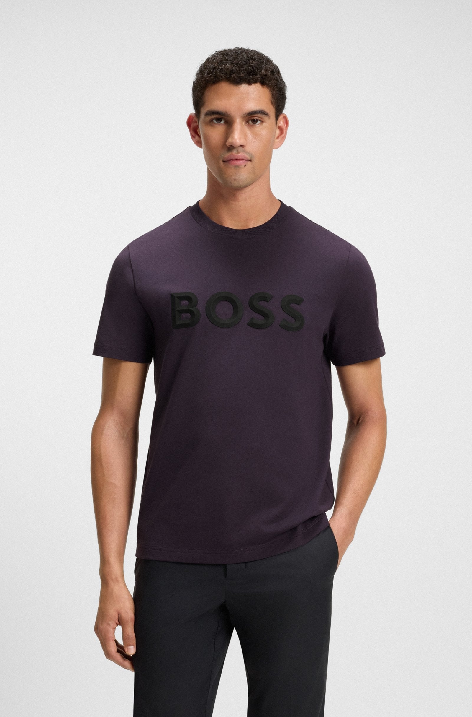Boss Green Iconic Zone Tee - Dark Purple by Denim Exchange