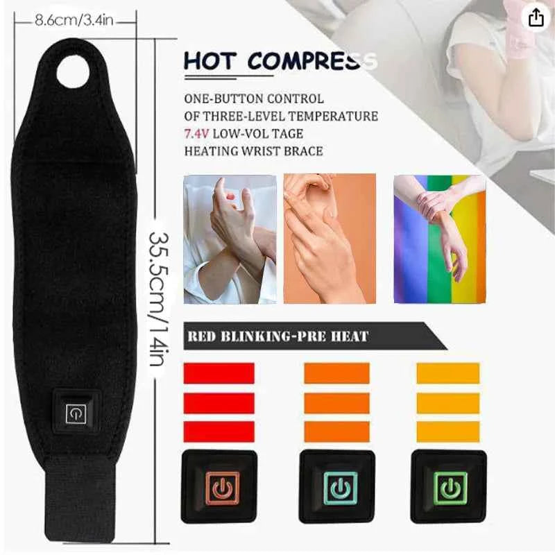 ThermaFlex™ Heated Wrist Support Brace – 3 Heat Levels, Pain Relief & Comfort