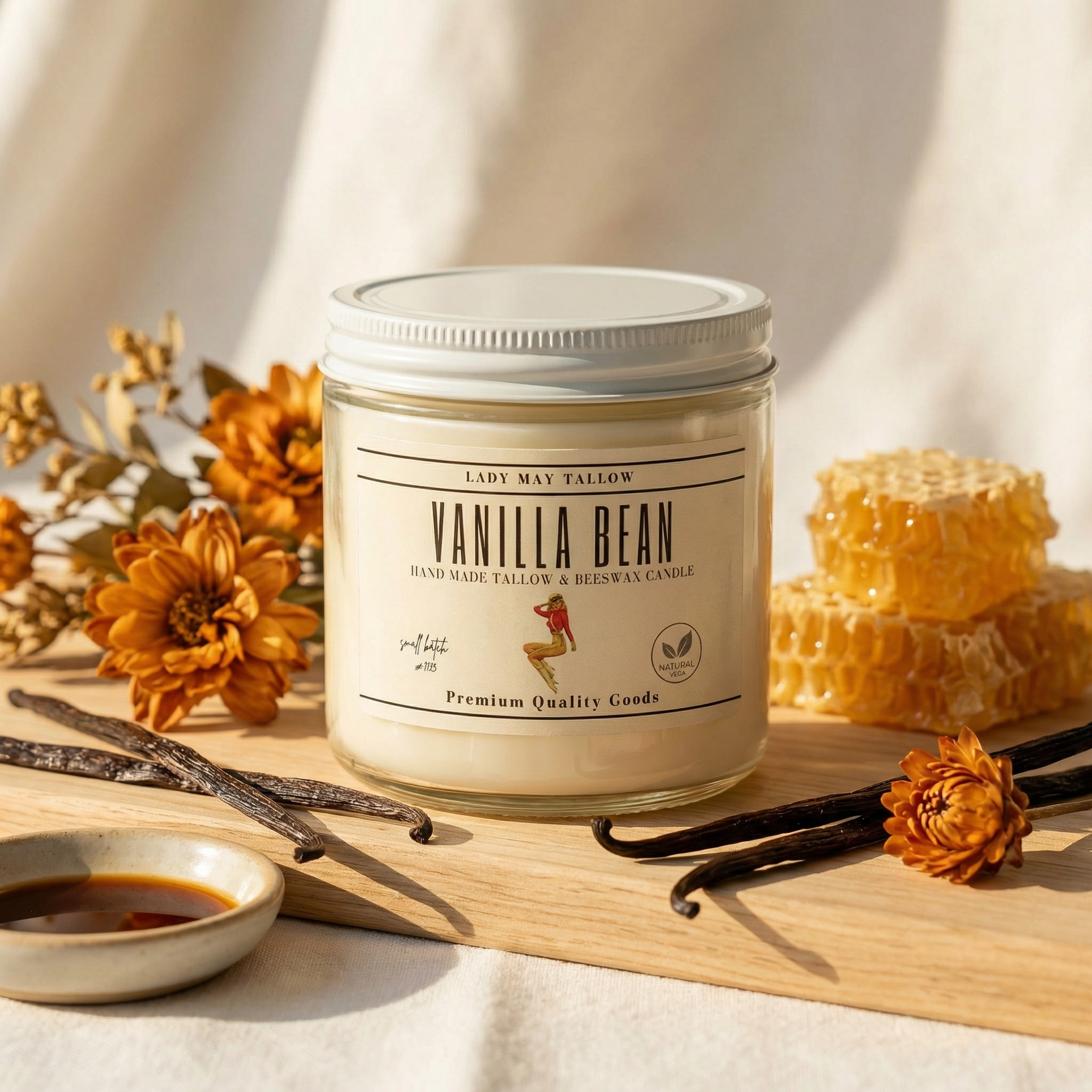 Lady May Tallow "Classic" Tallow & Beeswax Candle 16oz | 7 Natural Scents | Non-Toxic Clean Burning by Lady May Tallow