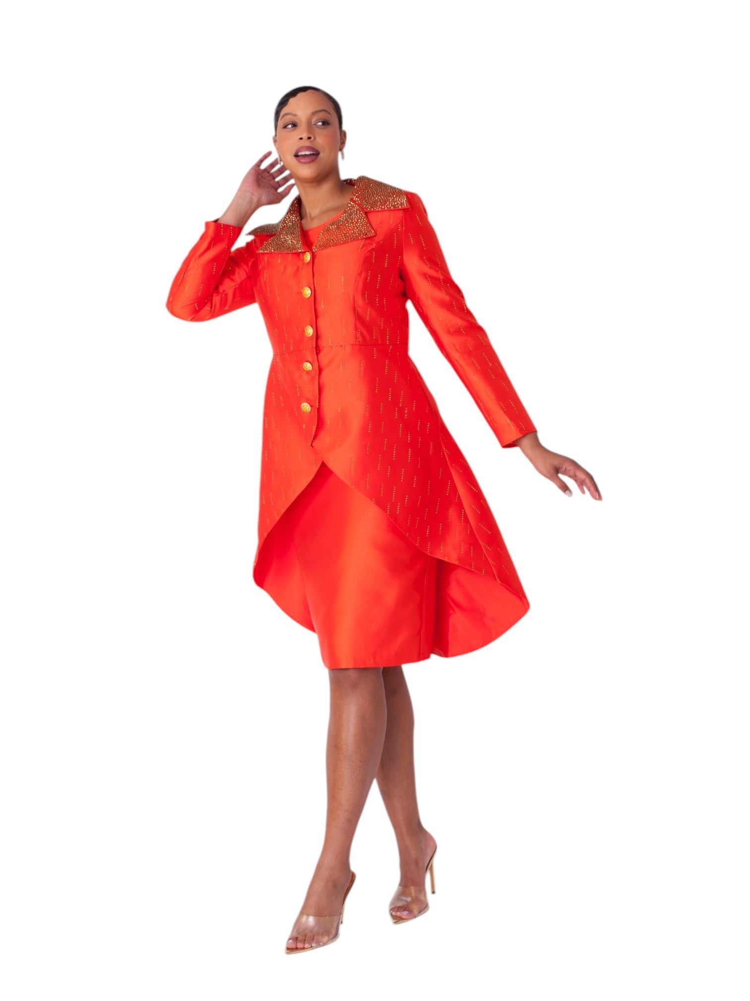 High-Low Church Suit with Embellished Collar - 4860 by Tally Taylor