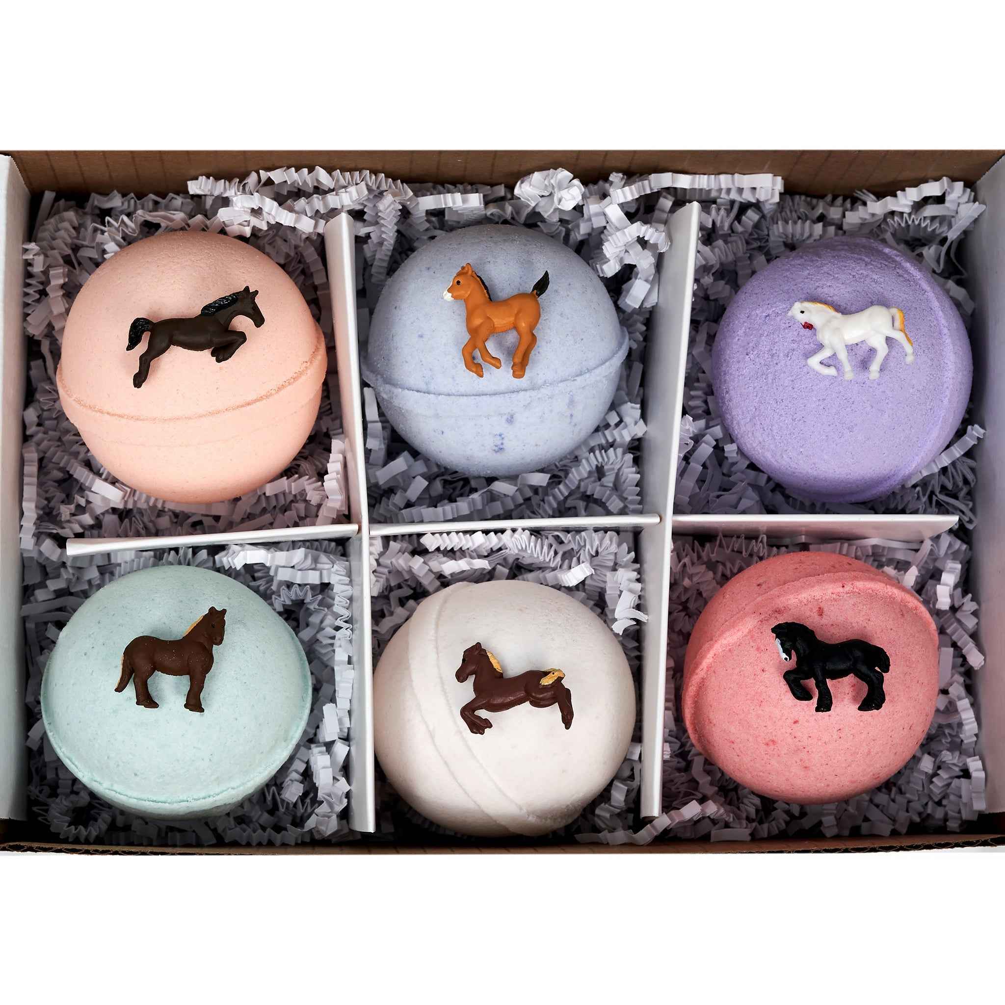 Spa Pure WILD HORSES Bath Bombs: for kids with 6 XL bath bombs with surprise horses inside, U.S.A. Made, Handmade, natural ingredients