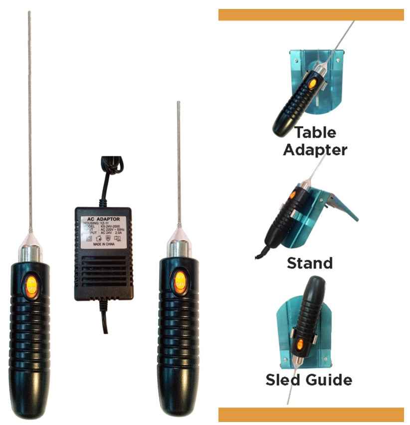 Crafters Hot Knife Set 6" and 9" Rod Style Knives with Sled Guide & Stand