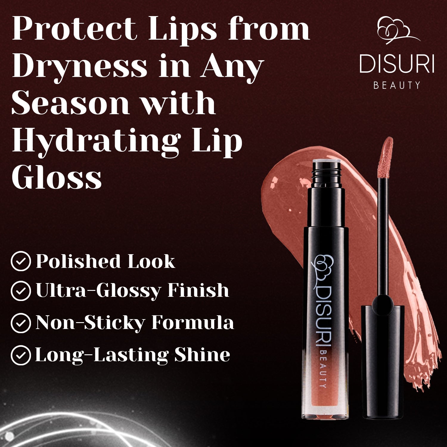 DISURI Beauty Glossy Blast Lip Gloss - Brown Sugar Blush (M58)
