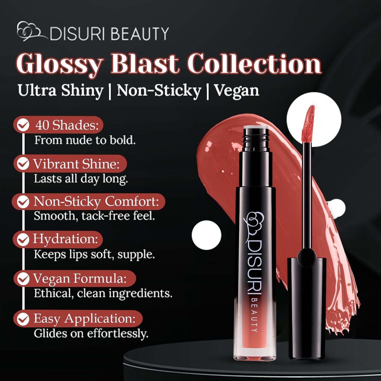 DISURI Beauty Glossy Blast Lip Gloss - Coral Rose (M32)