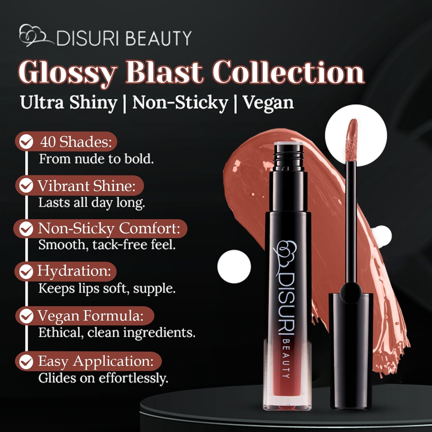DISURI Beauty Glossy Blast Lip Gloss - Hot Cocoa (M11)