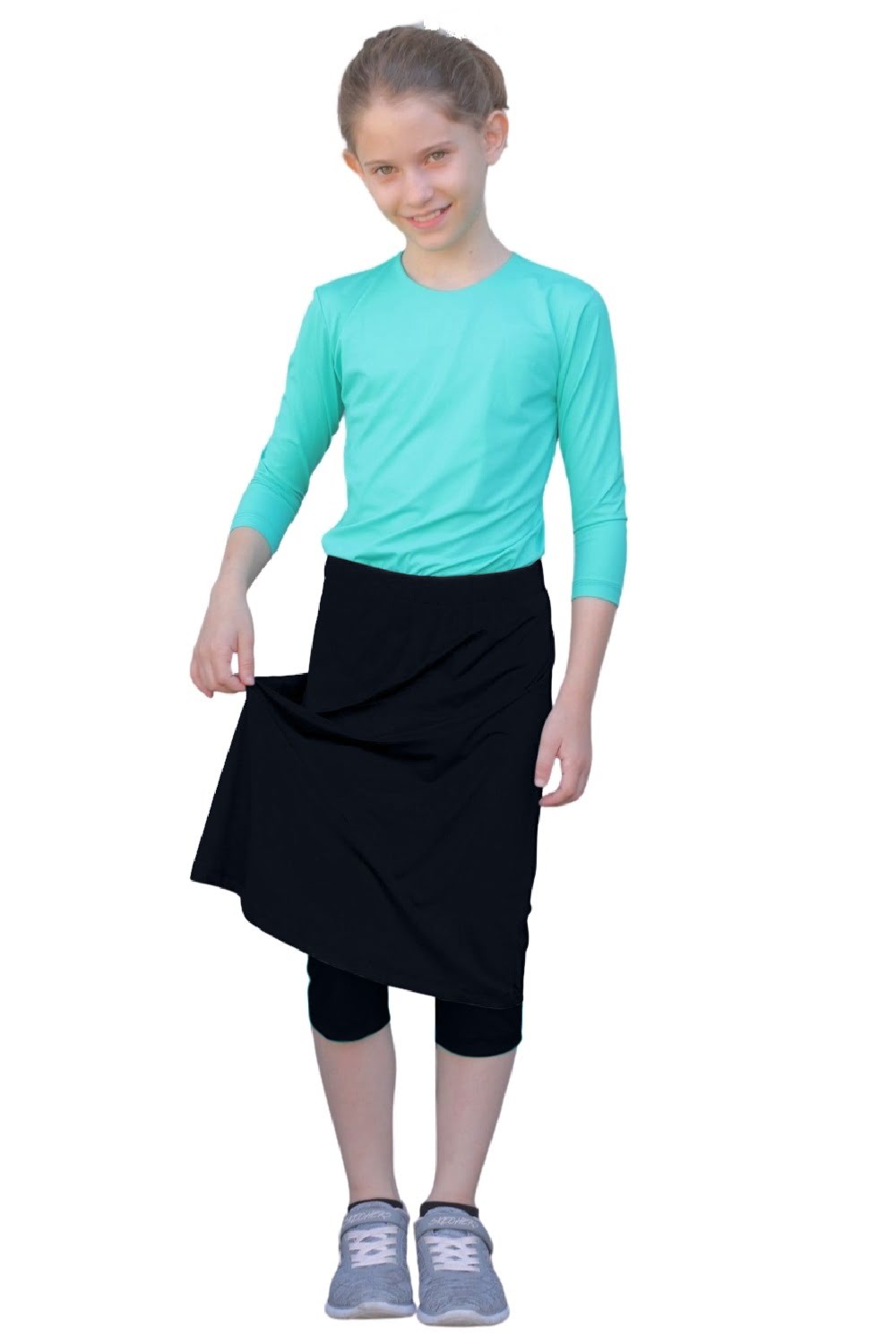 Girls Swim and Sports Skirt with Attached Leggings - UPF 50 Protection by Kosher Casual USA