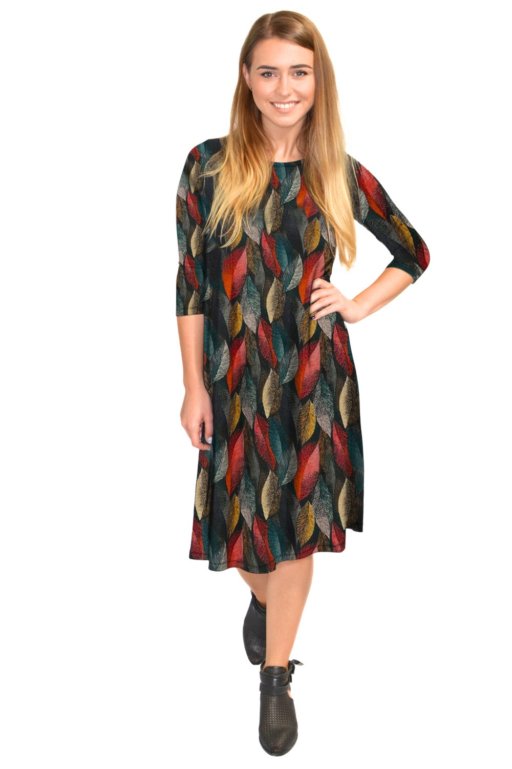 Past The Knee T-Shirt Dress - Comfortable A-Line Silhouette by Kosher Casual USA