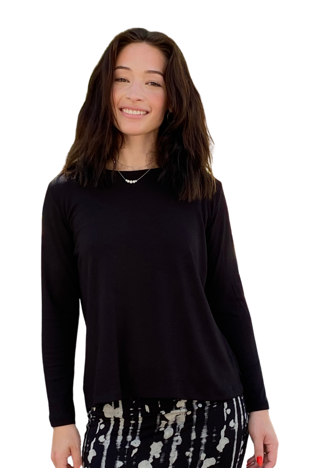 Long Sleeve Fine Ribbed Top with Modest Side Vents by Kosher Casual USA