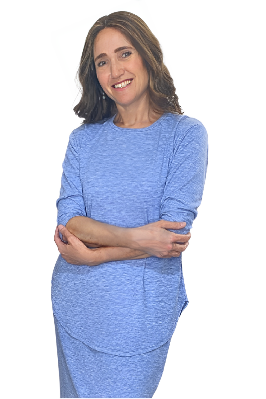 Curved Hem Relaxed Fit 3/4 Sleeve Tee by Kosher Casual USA