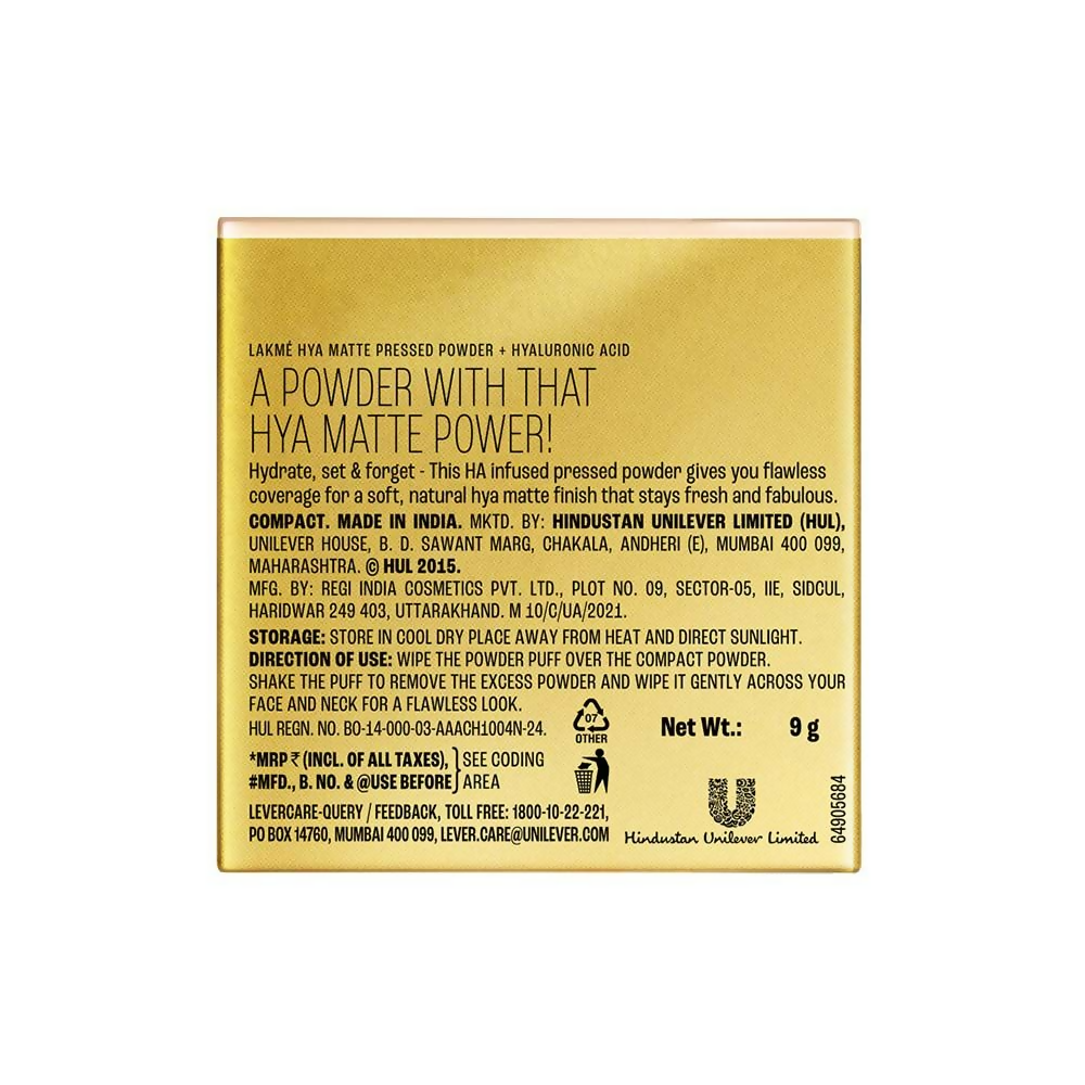 Lakme 9 To 5 Hya Matte Pressed Powder - Almond
