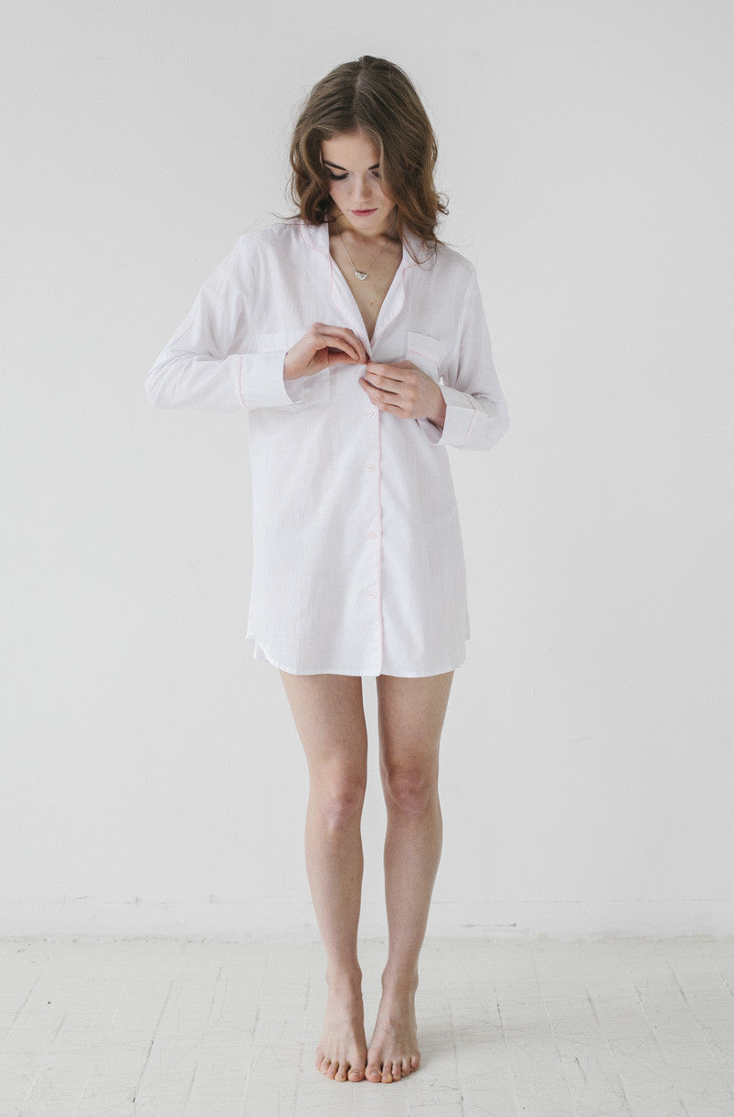 Classic Sleep Shirt in Woven Cotton - DestGlow