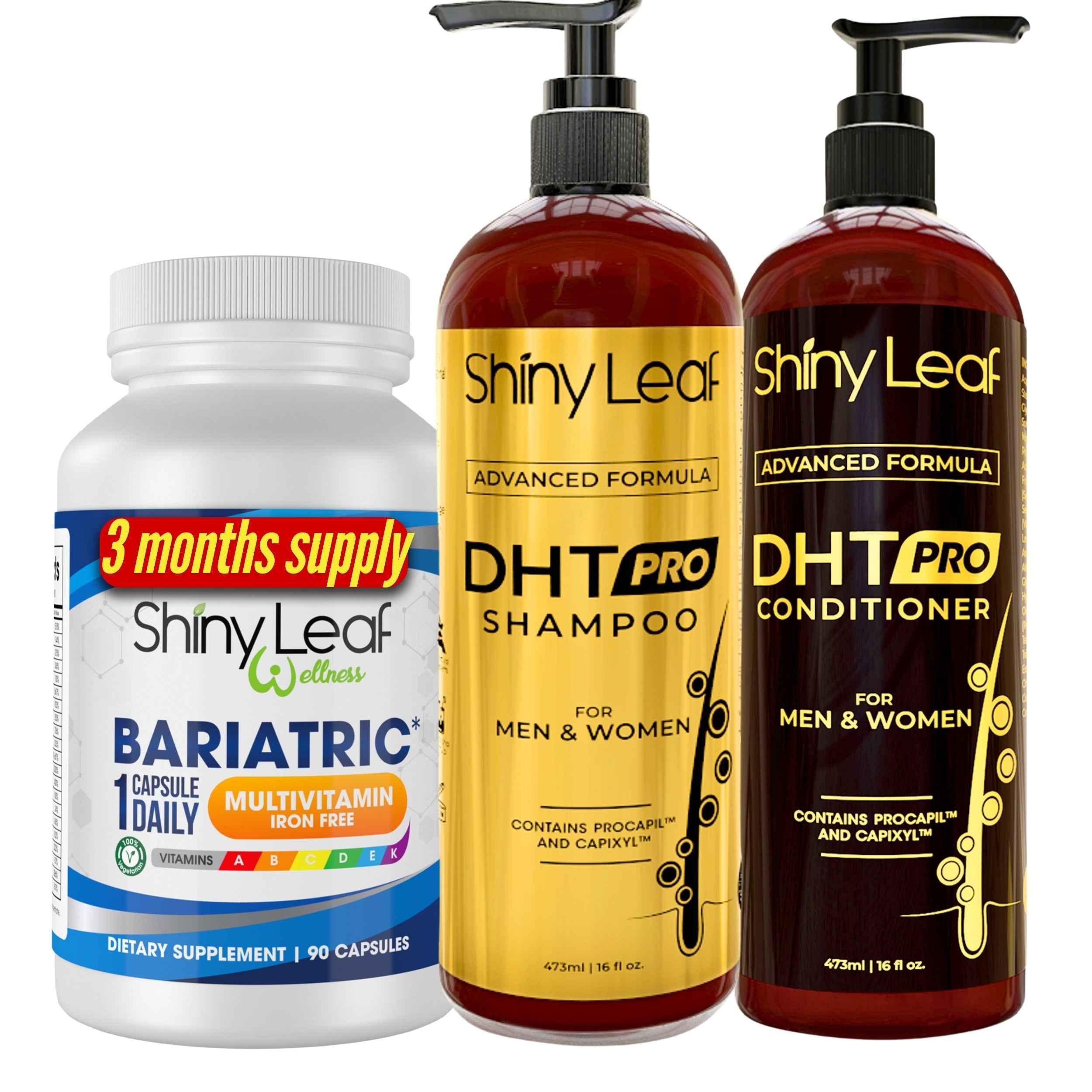 Bariatric Multivitamin Iron Free With DHT Pro Shampoo and Conditioner Hair Care Bundle