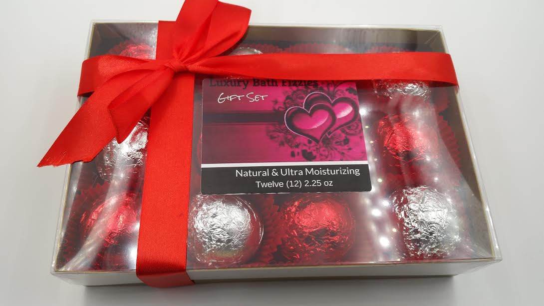 Gift Set (Romance) with 12 luxury bath bomb fizzies - foil wrapped 2.25 oz each, perfect gifts!! by Spa Pure