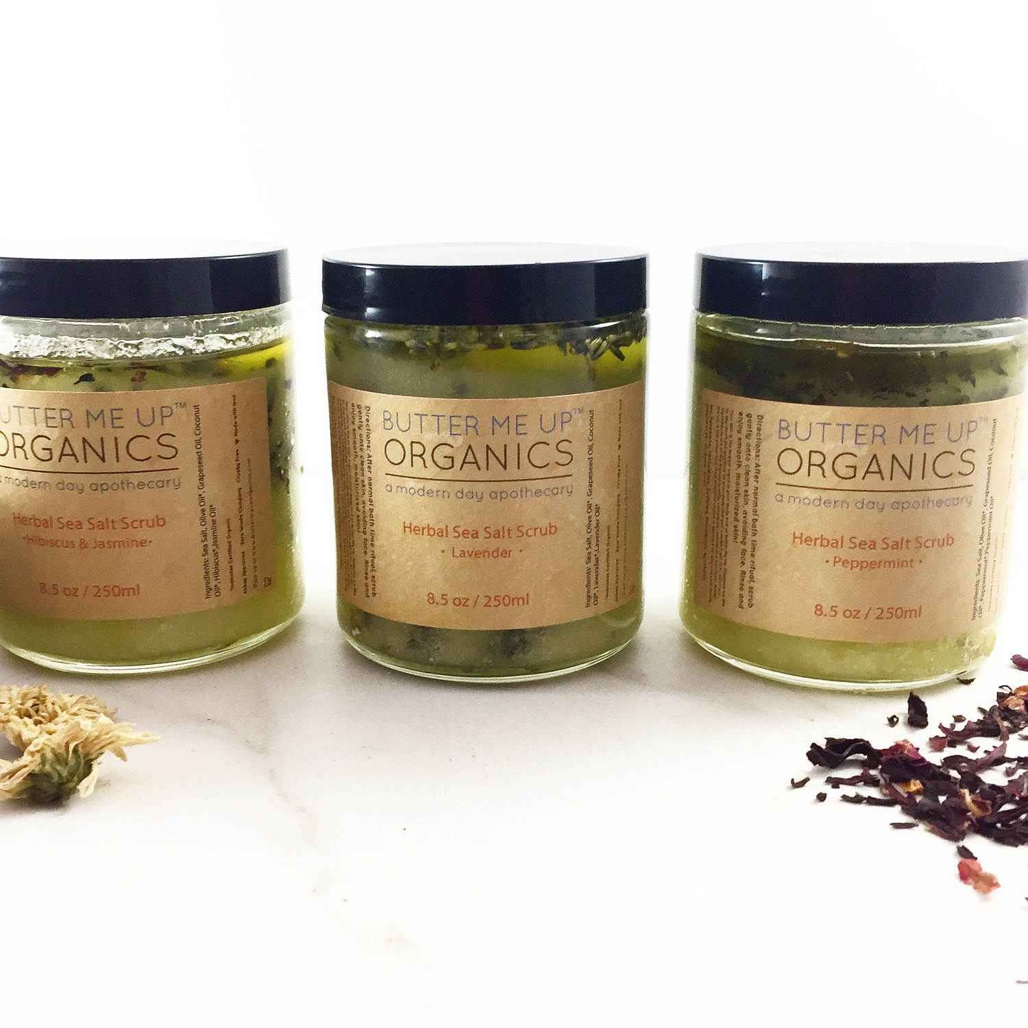 Organic Sea Salt Herbal Scrub Spa Pamper Treat by Butter Me Up Organics