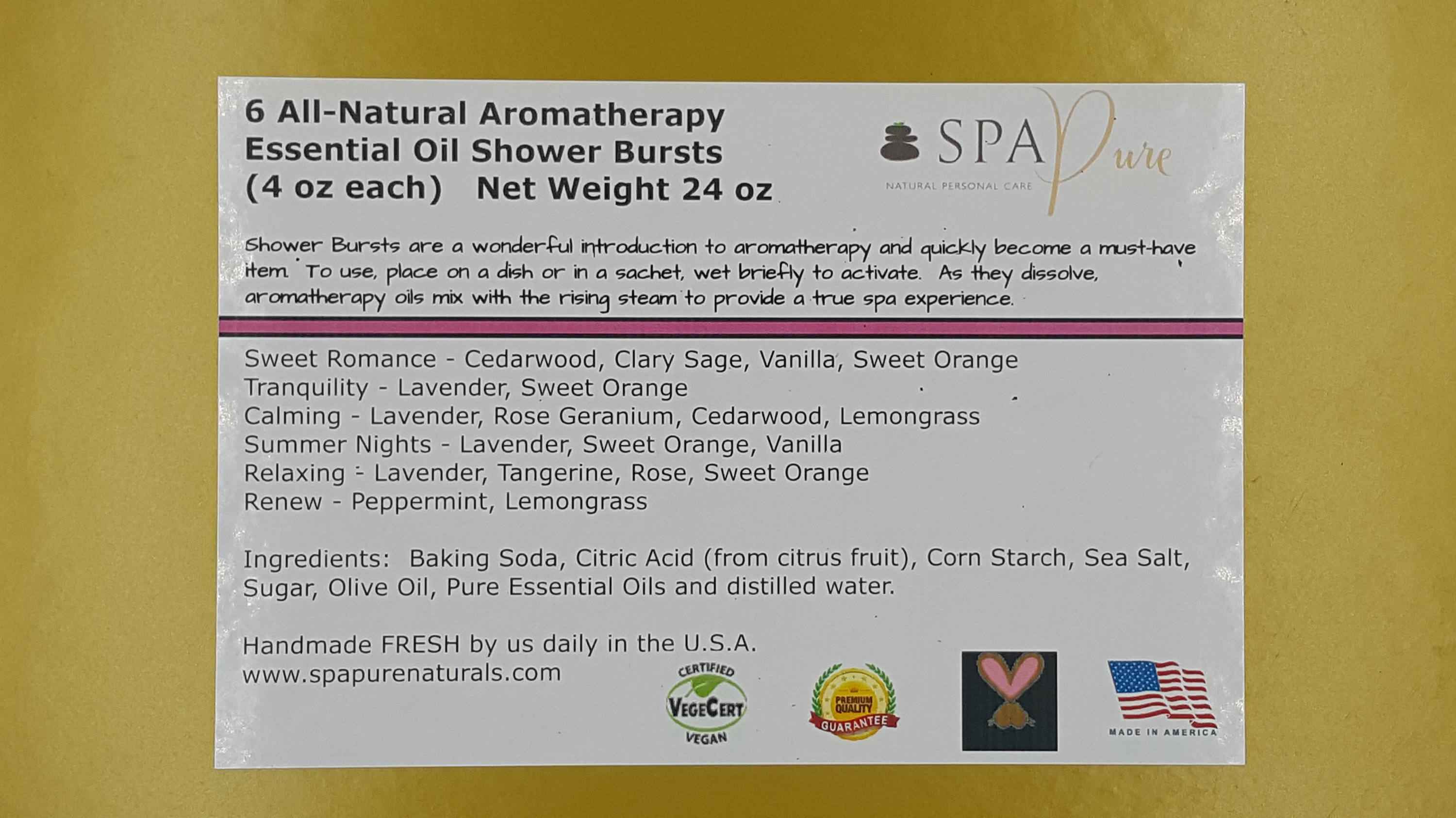 Gift Set with 6 Aromatherapy Shower Tablets - Wildberry - 100% Essential Oil Blends "SERENE"