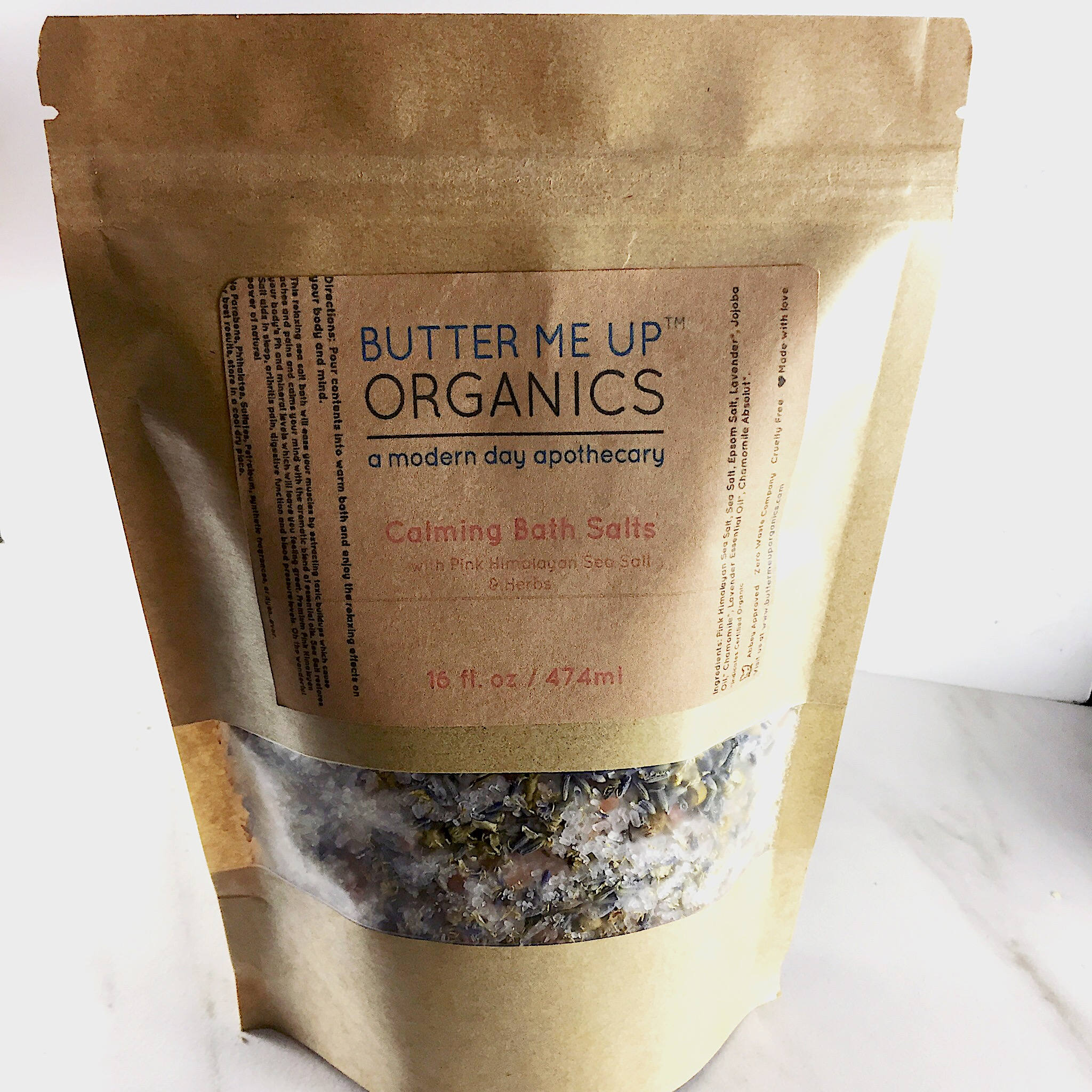 Calming Bath Salts / Detox / Relaxation / Lavender & Chamomile / Essential Oils / Organic Herbs / Herbal Bath Salts for Relaxation Stress by Butter Me Up Organics