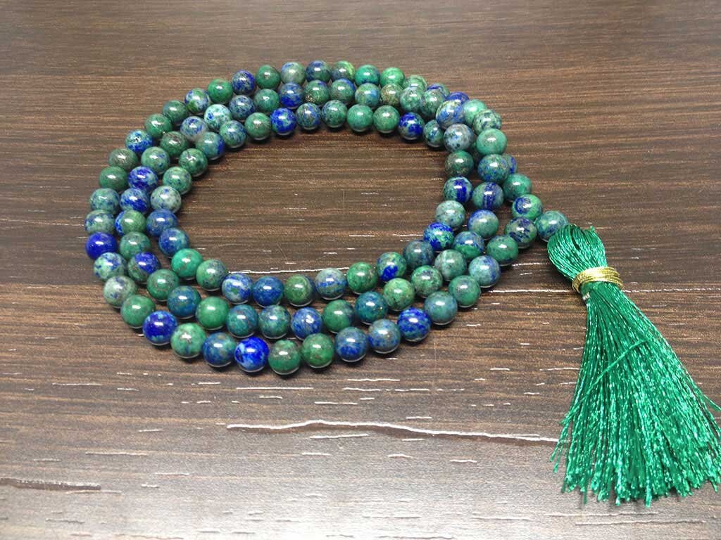 Chrysocolla Gemstone Mala, 108 Prayer Bead Mala. DestGlow