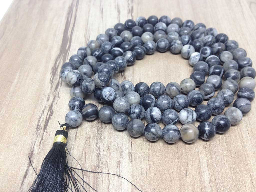 Picasso Jasper Gemstone Mala, 108 Prayer Bead Mala. DestGlow