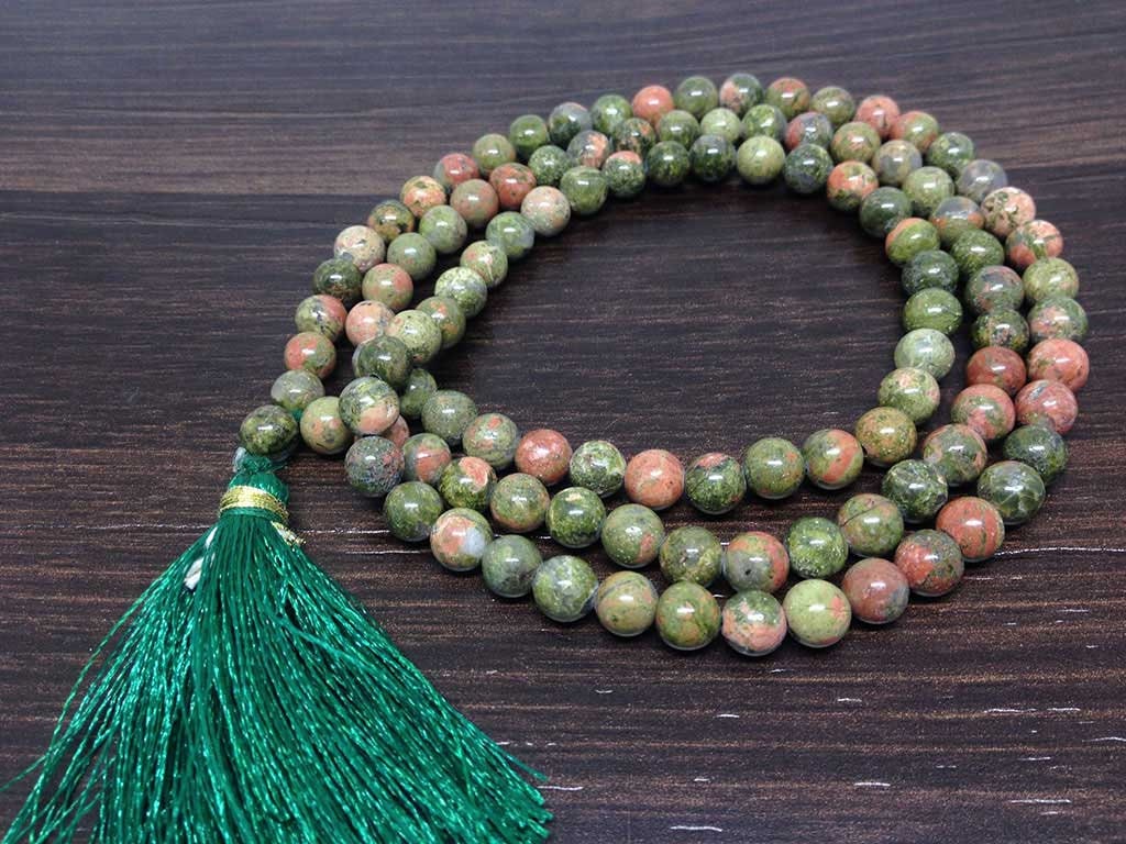 Unakite Gemstone Mala, 108 Prayer Bead Mala DestGlow